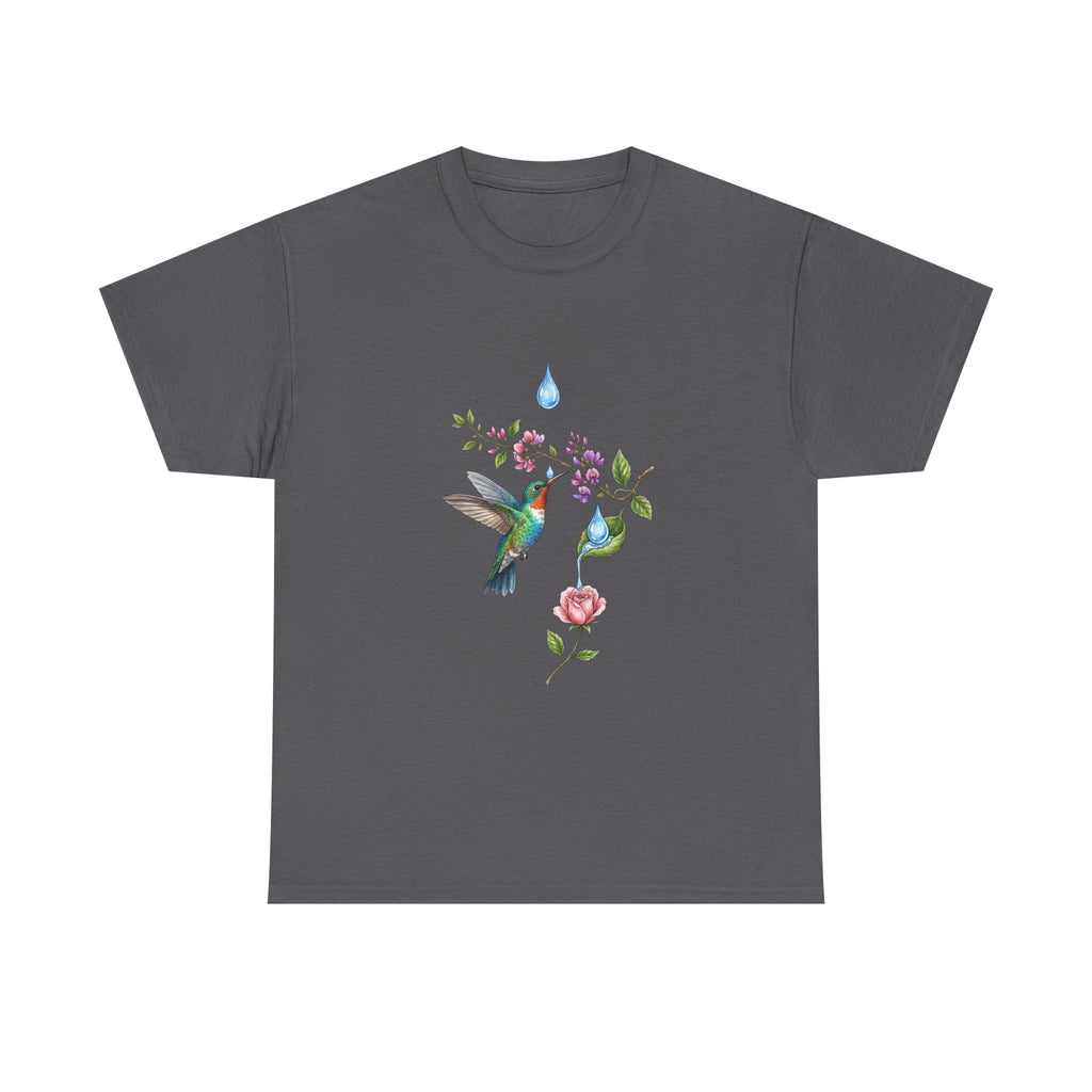 Hummingbird & Floral Tee — Watercolor Garden Shirt