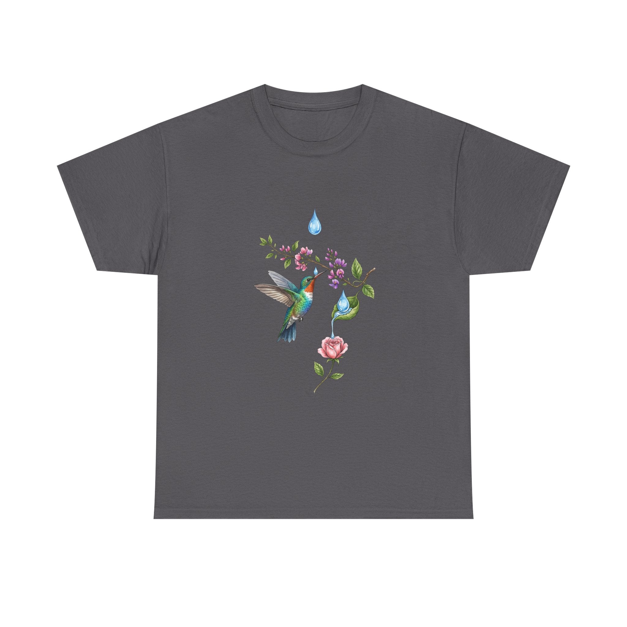 Hummingbird & Floral Tee — Watercolor Garden Shirt