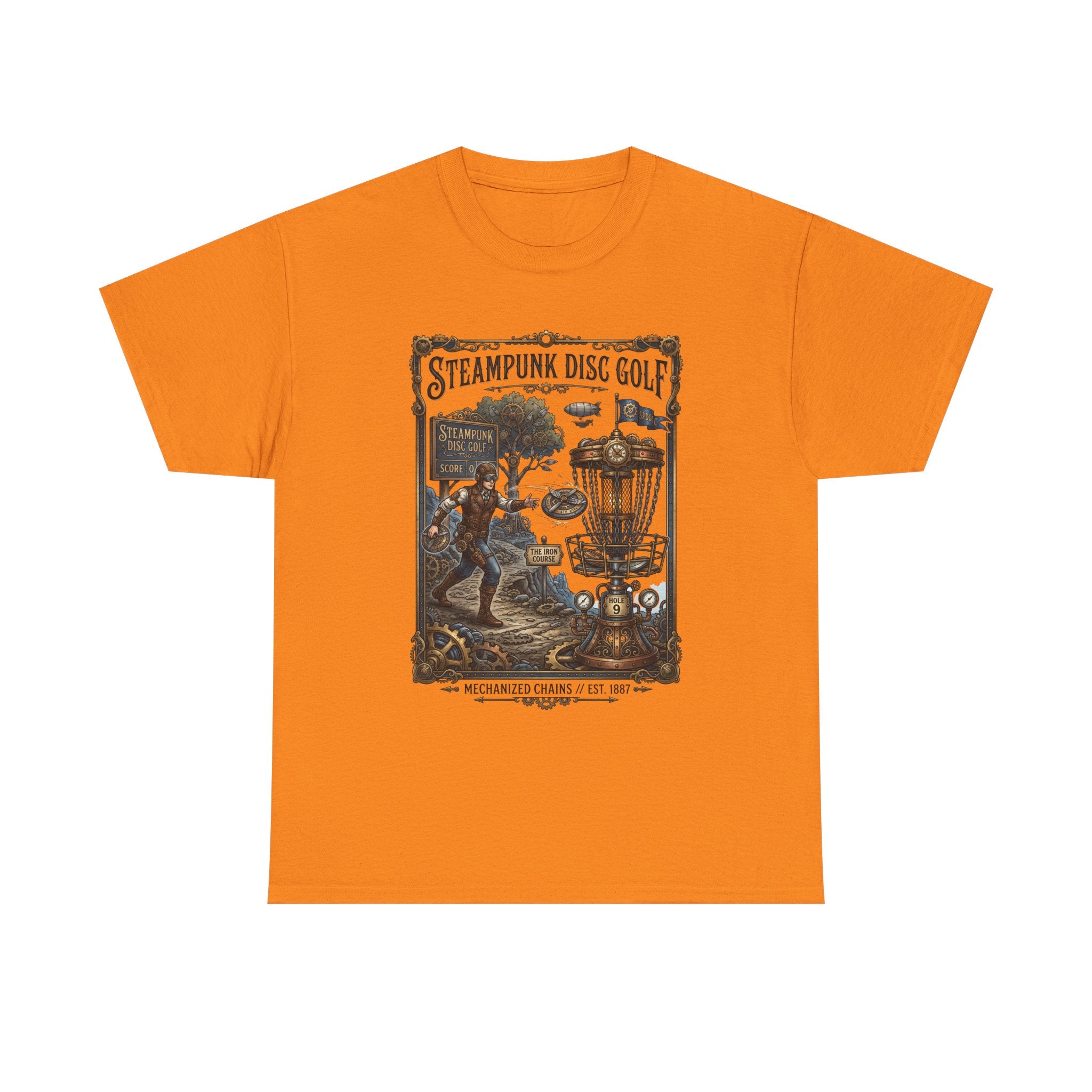 Steampunk Disc Golf T-Shirt — Vintage Victorian Disc Golf Poster Tee
