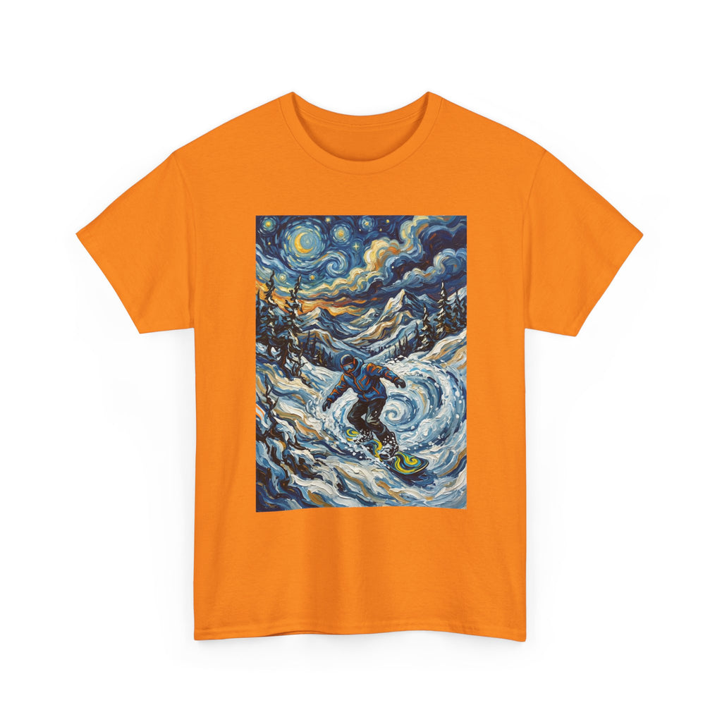 Snowboarder Van Gogh Style Tee — Starry Night Snowboarding Graphic Shirt