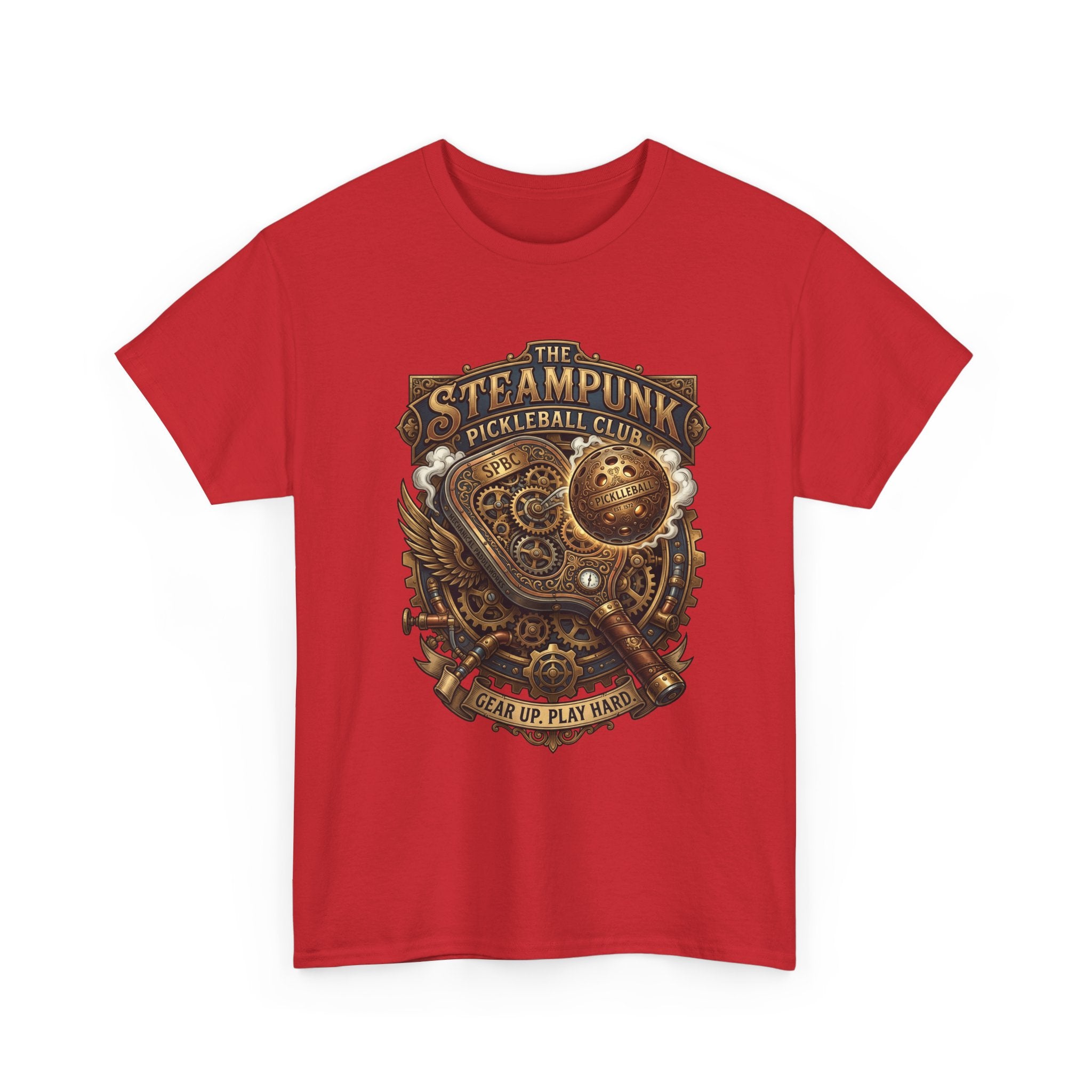 Steampunk Pickleball Club T‑Shirt – Vintage Gear & Gears Graphic Tee