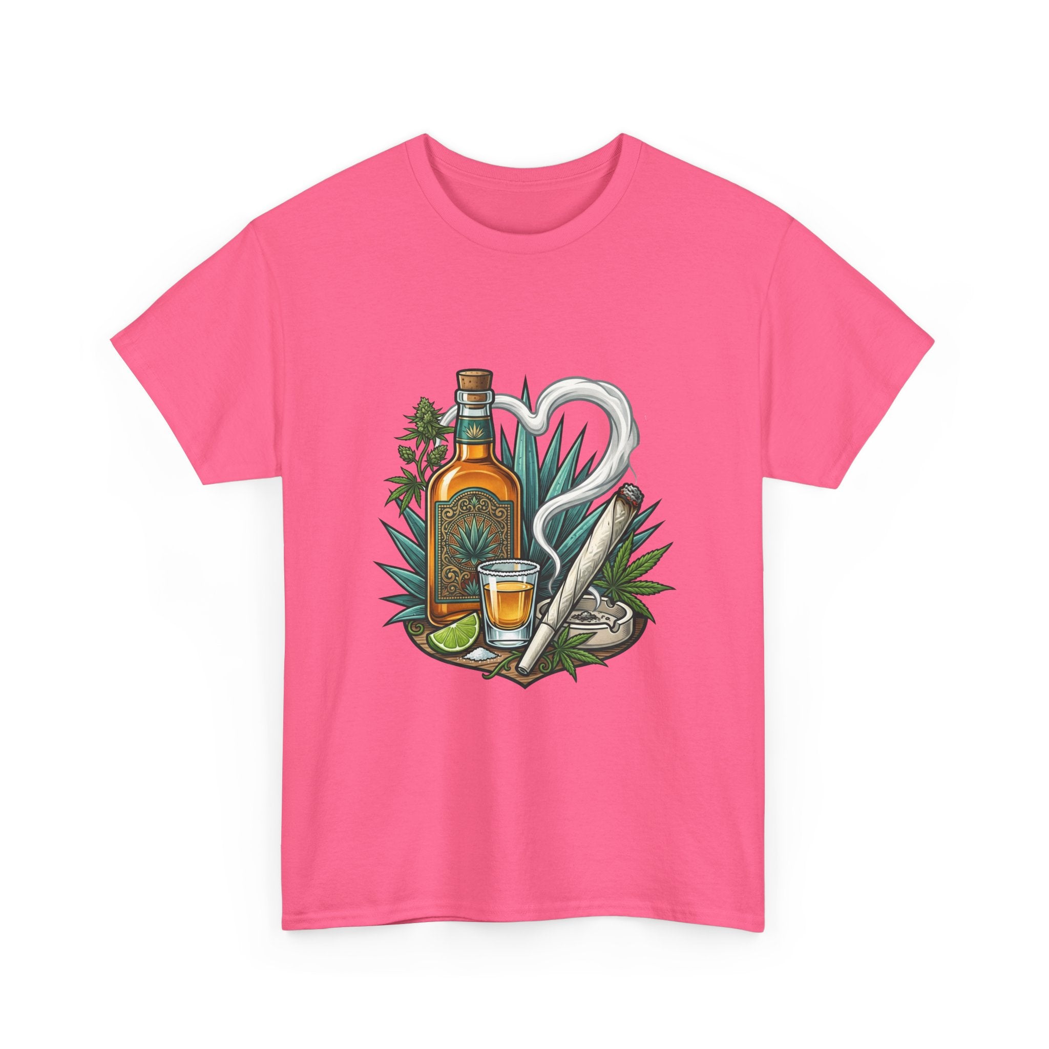 Tequila Bottle & Joint T‑Shirt — Agave Lime Margarita Design