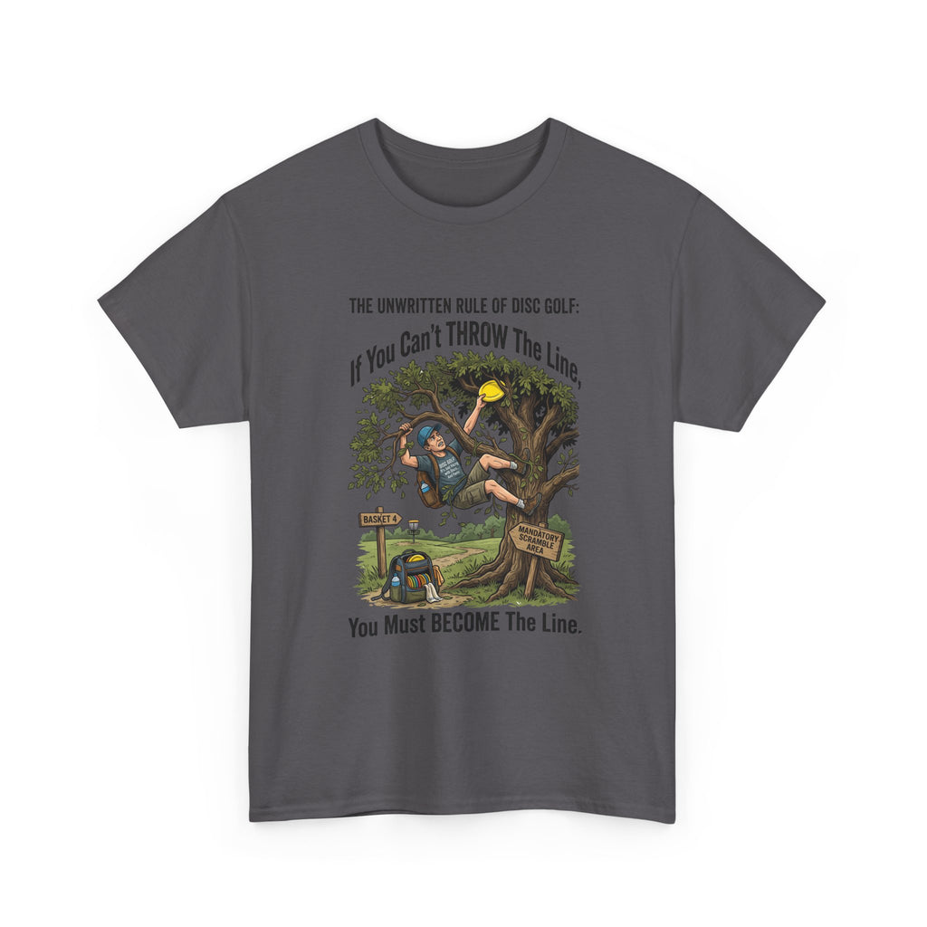 Disc Golf T-Shirt - "If You Can't Throw the Line, You Must Become the Line" Vintage Golf Cartoon Tee