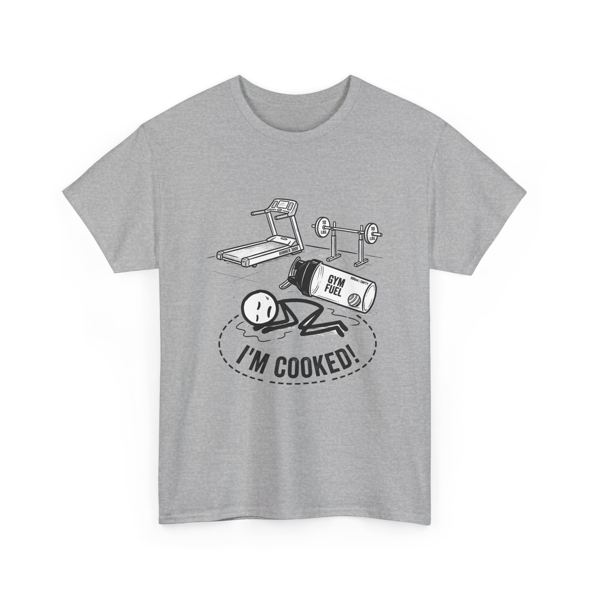 Fitness Humor T‑Shirt — "I'm Cooked!" Workout Exhaustion Tee