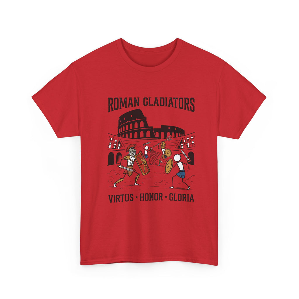 Roman Gladiators T-Shirt — Colosseum Design with "Virtus • Honor • Gloria"