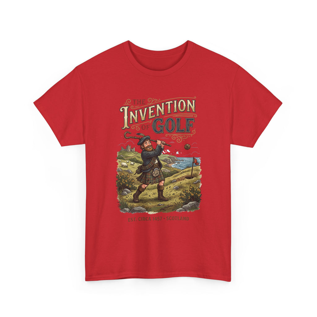 Golf T-Shirt — "The Invention of Golf" Vintage Scotland Design