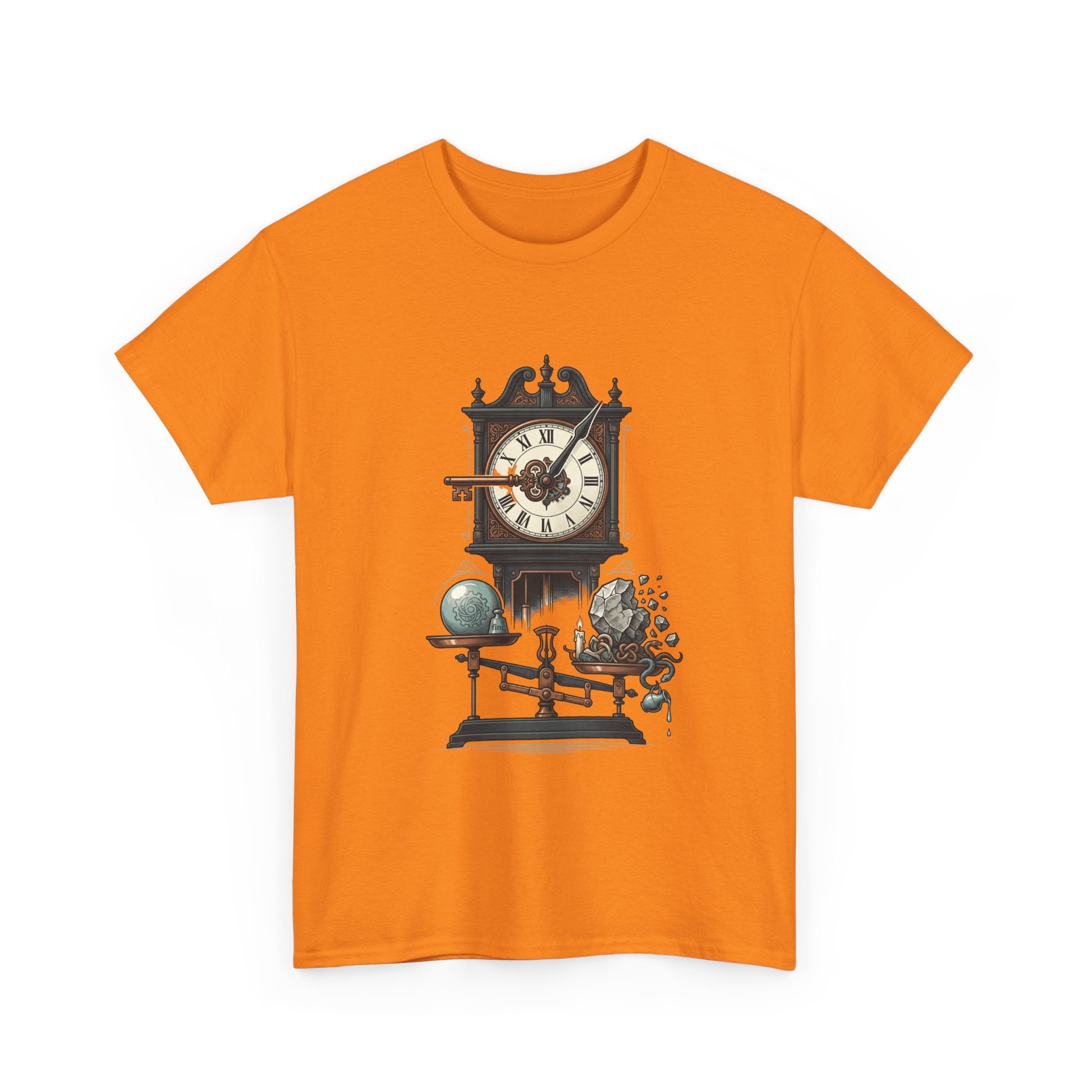 Vintage Clock & Globe Tee — Steampunk Timekeeper Graphic T-Shirt