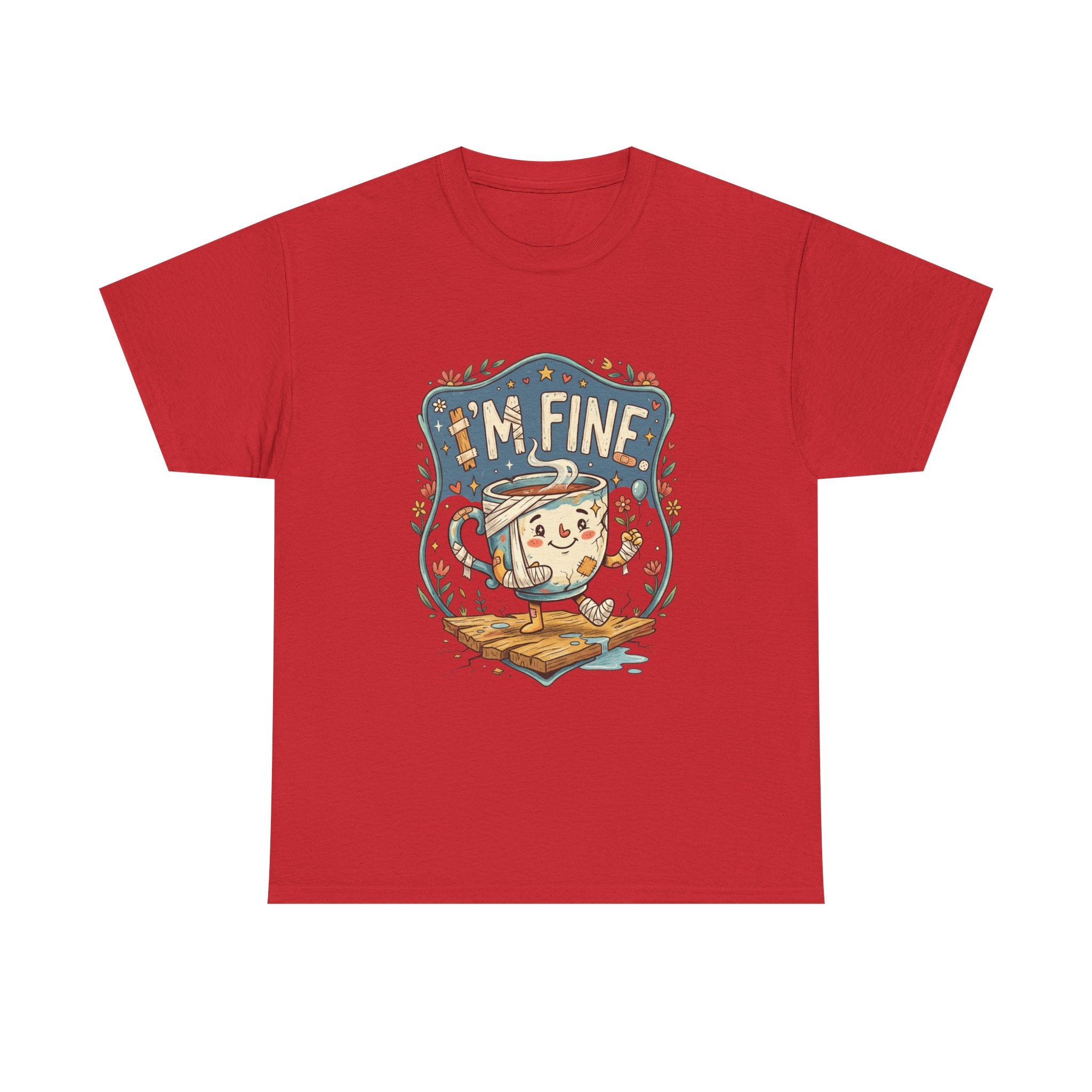 T-Shirt - 'I'm Fine' Cute Kettle Graphic Tee, Cozy Tea Lover Gift