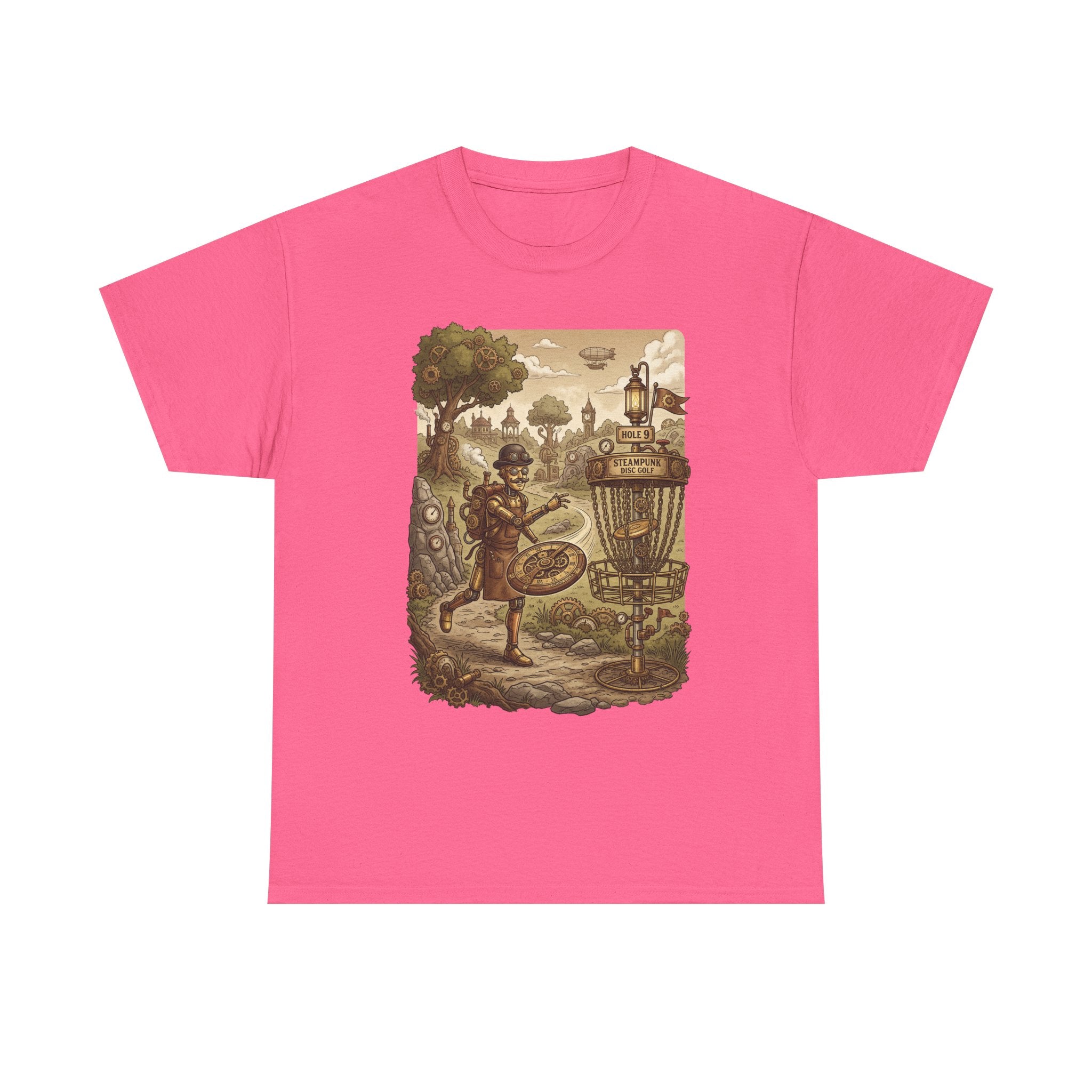 Steampunk Disc Golf Adventure Tee — Vintage Woodland Basket Design
