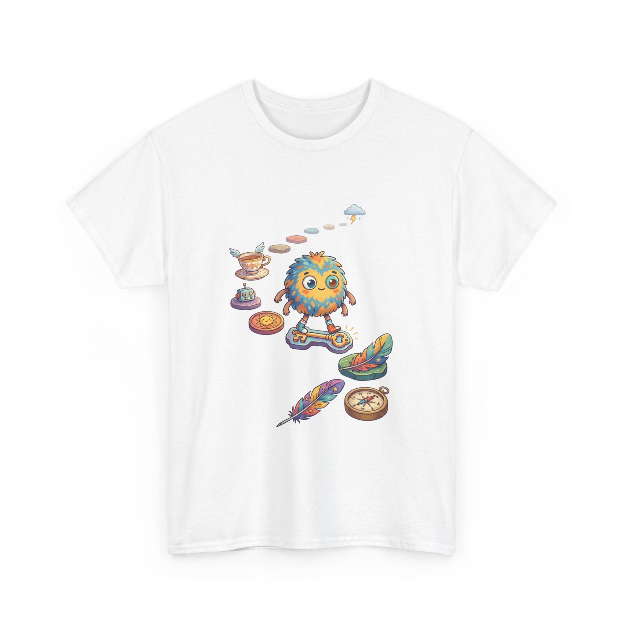 T-Shirt — Whimsical Cosmic Creature with Ritual Objects Graphic Tee