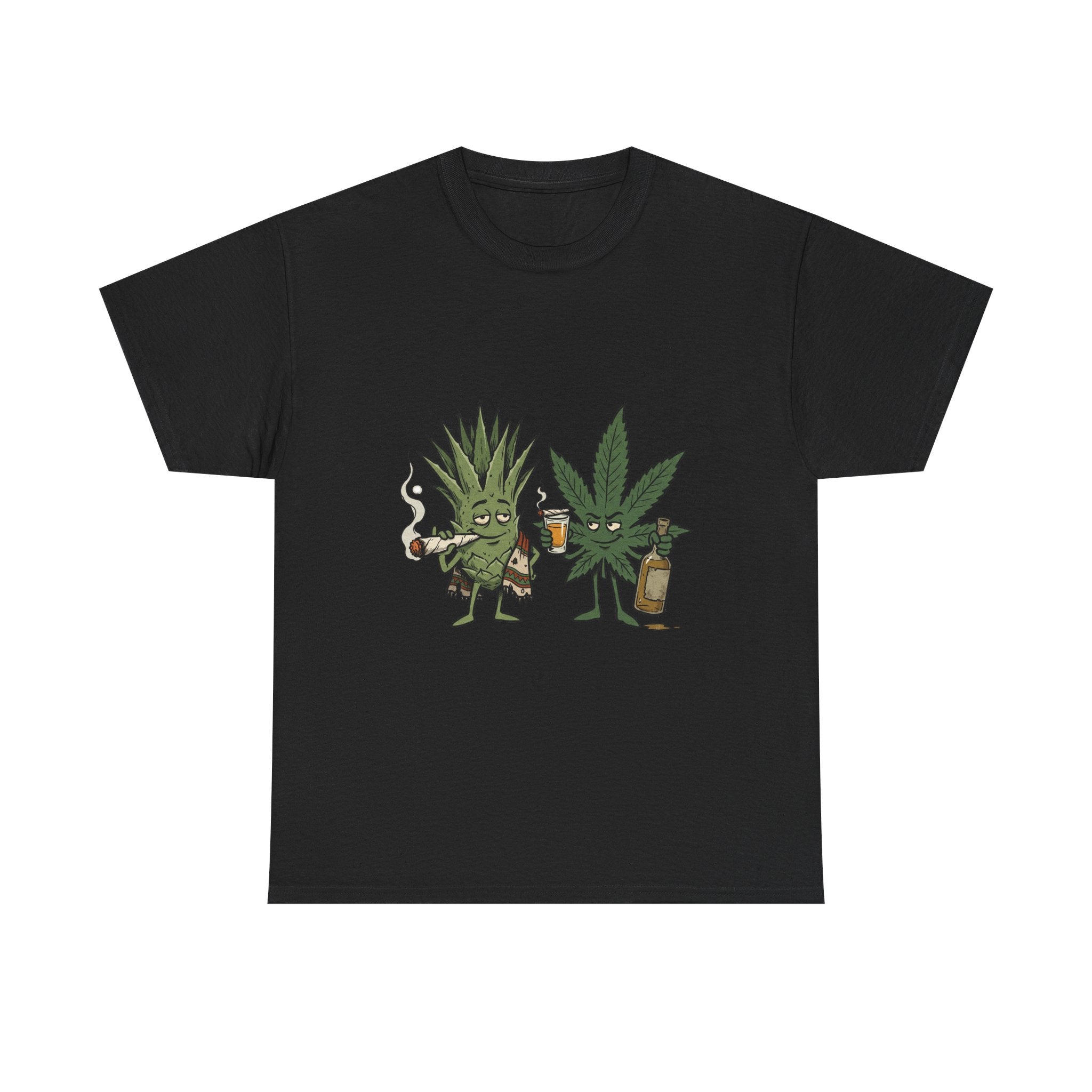 Marijuana Leaf and Agave Friends T-Shirt – Funny Cannabis Leaf & Tequila Smoking Tee