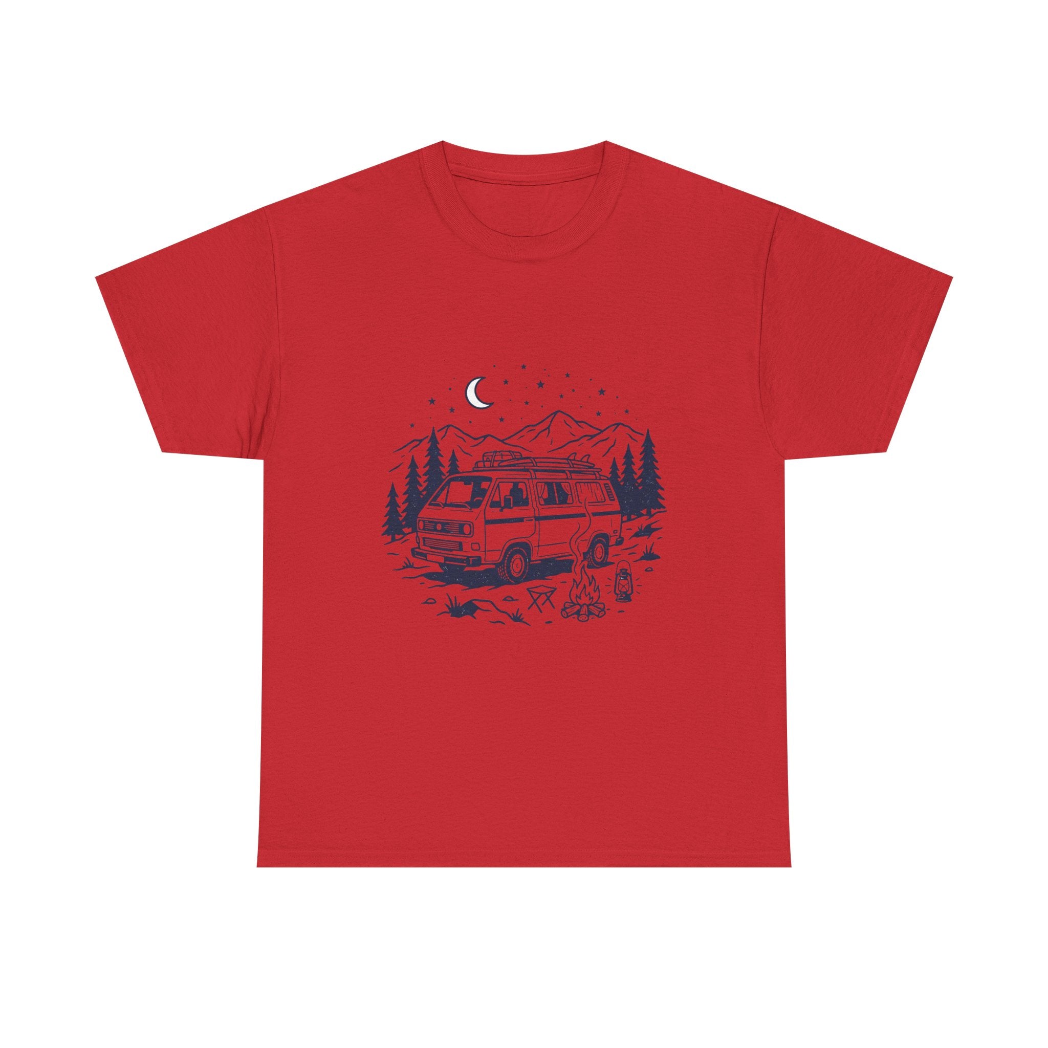 Camping Van Tee – Moonlit Mountain Adventure Graphic T-Shirt