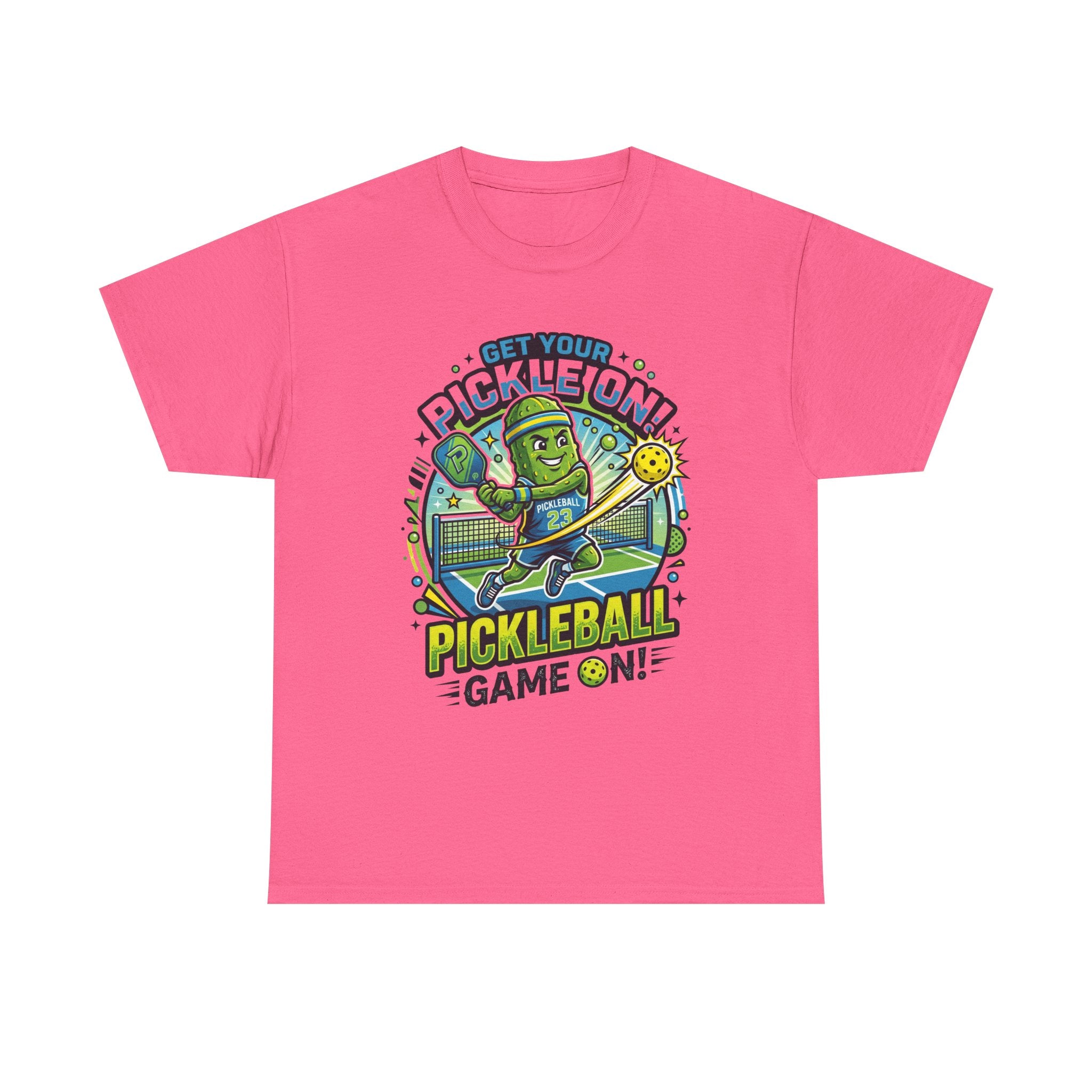Pickleball Tee - "Get Your Pickle On!" Fun Pickle Character Game On Shirt