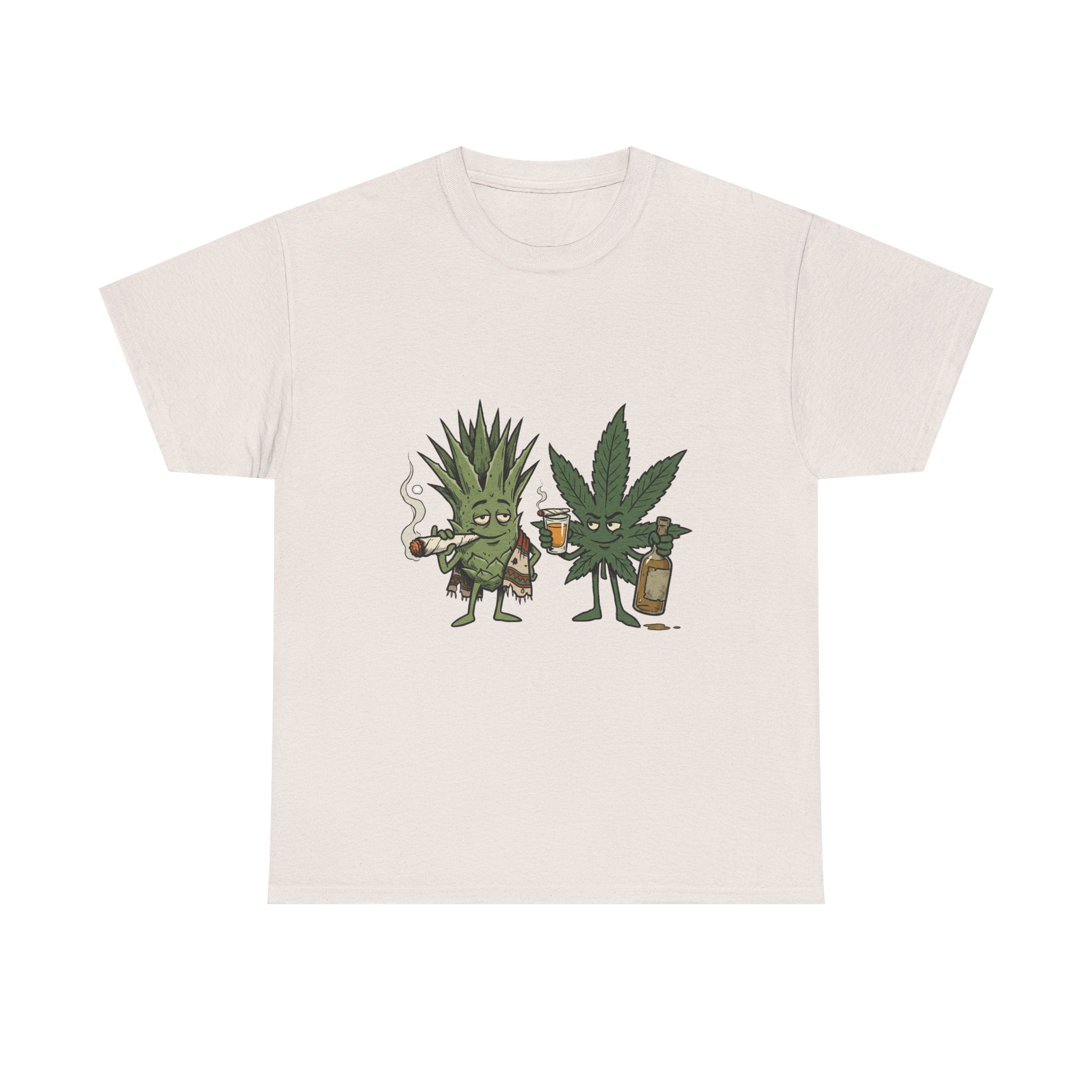Marijuana Leaf and Agave Friends T-Shirt – Funny Cannabis Leaf & Tequila Smoking Tee