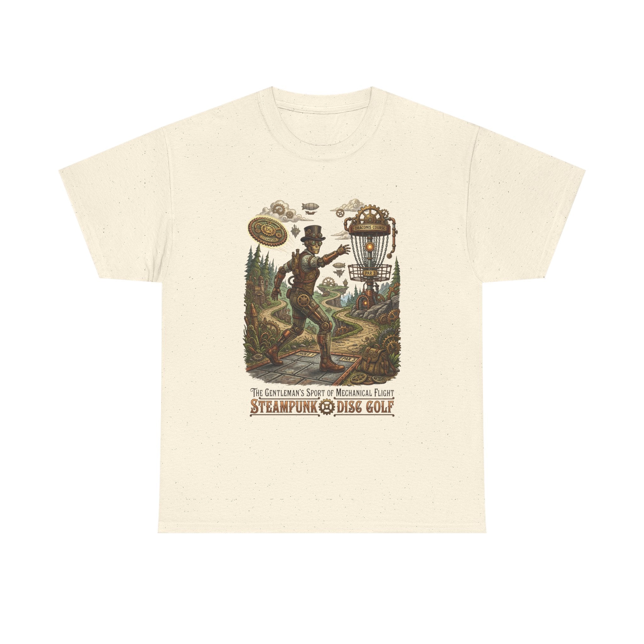 Steampunk Disc Golf T‑Shirt — Vintage Aeronautic Course Graphic Tee