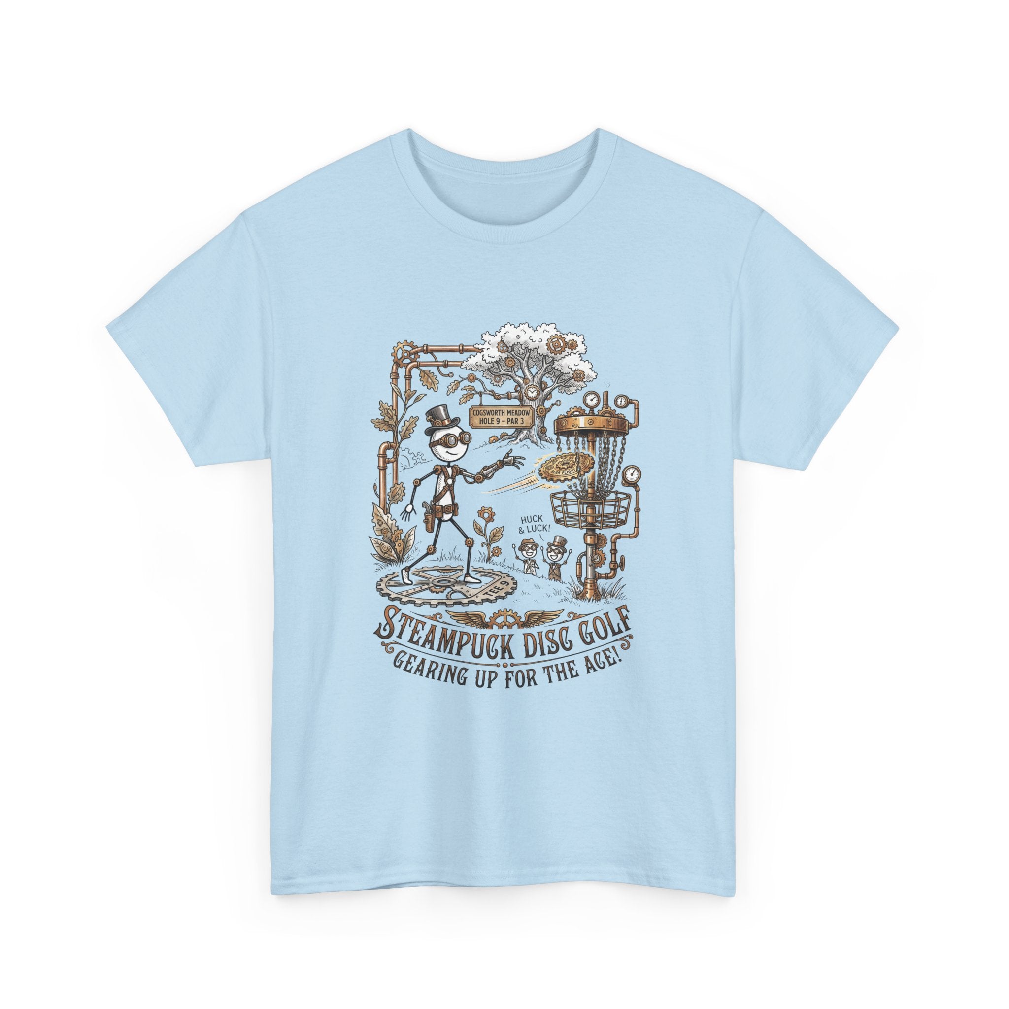 Steampunk Disc Golf T-Shirt — "Gearing Up for the Ace" Vintage Disc Golf Tee