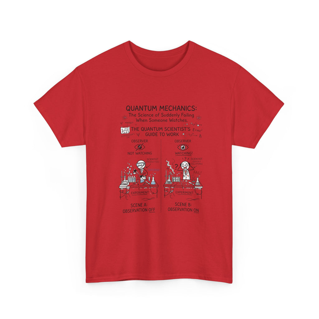 Quantum Mechanics Cartoon T‑Shirt — Funny Science Diagram Tee
