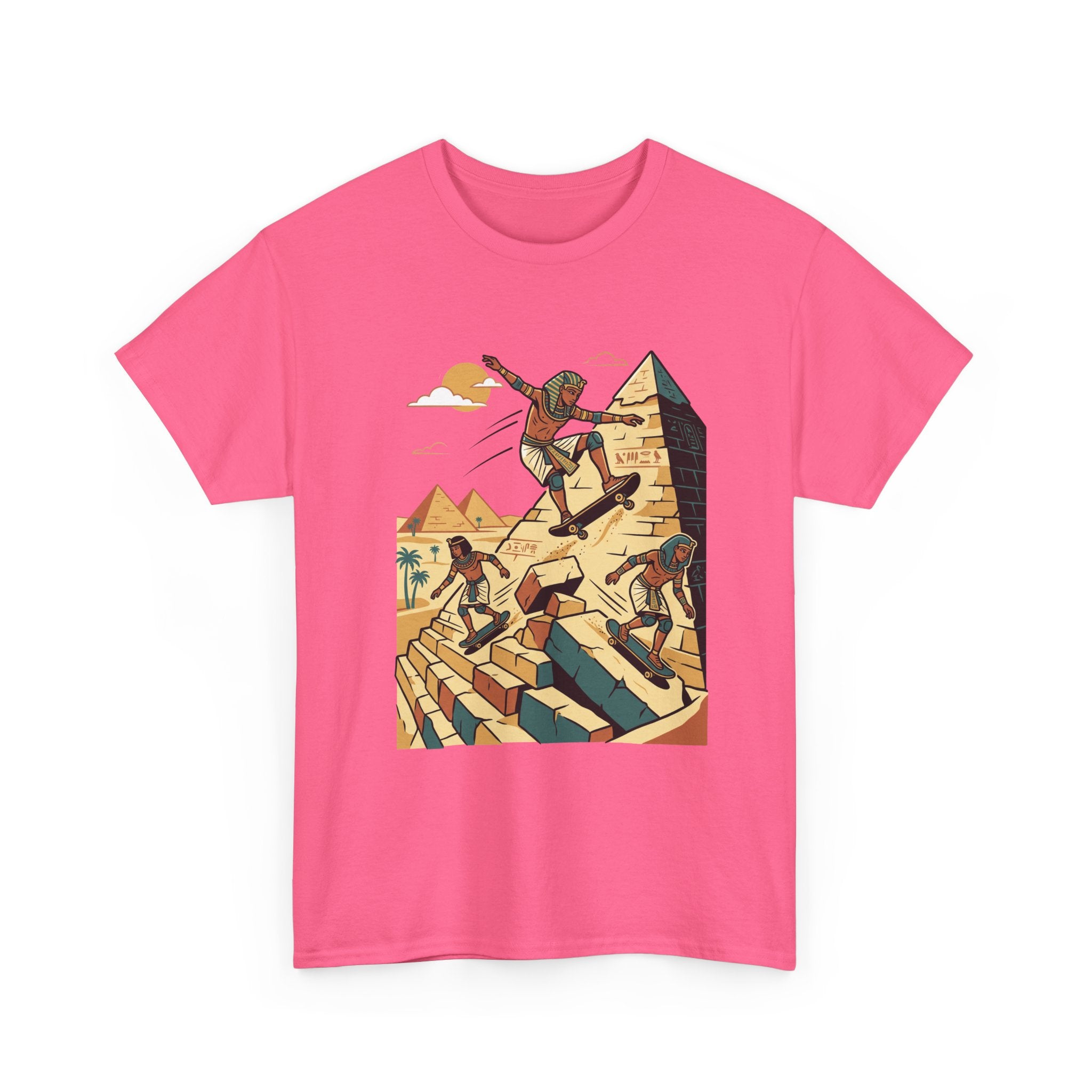Egyptian Pyramid Skateboard T‑Shirt — Retro Skateboarding Pharaohs Graphic Tee