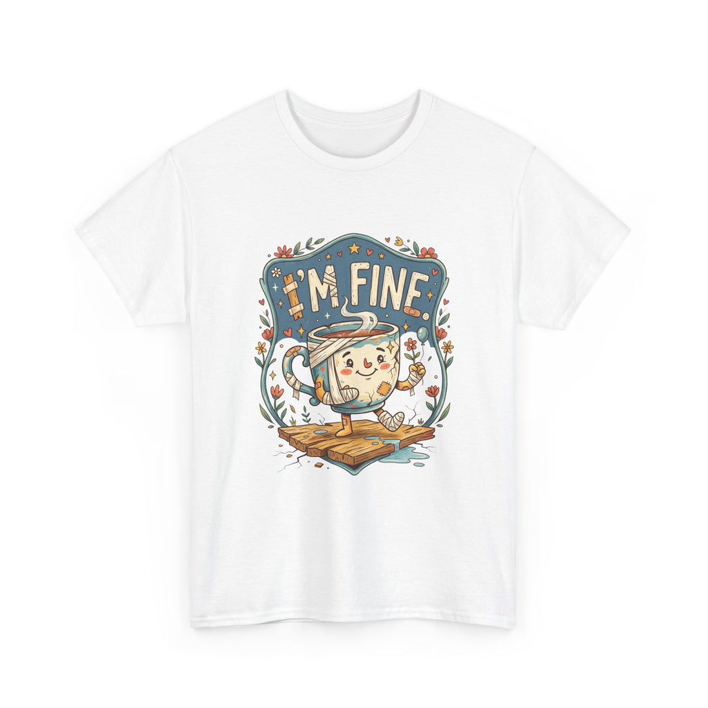 T-Shirt - 'I'm Fine' Cute Kettle Graphic Tee, Cozy Tea Lover Gift
