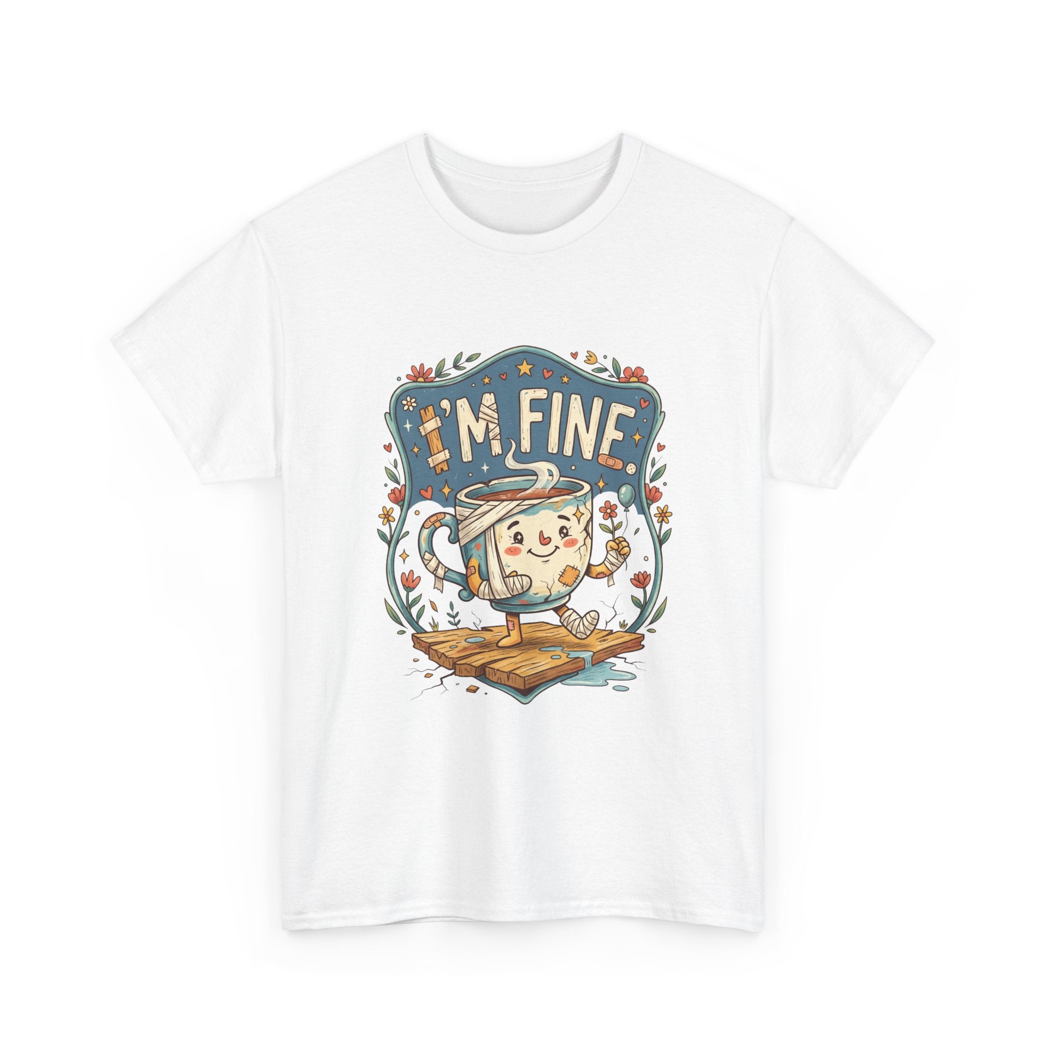 T-Shirt - 'I'm Fine' Cute Kettle Graphic Tee, Cozy Tea Lover Gift