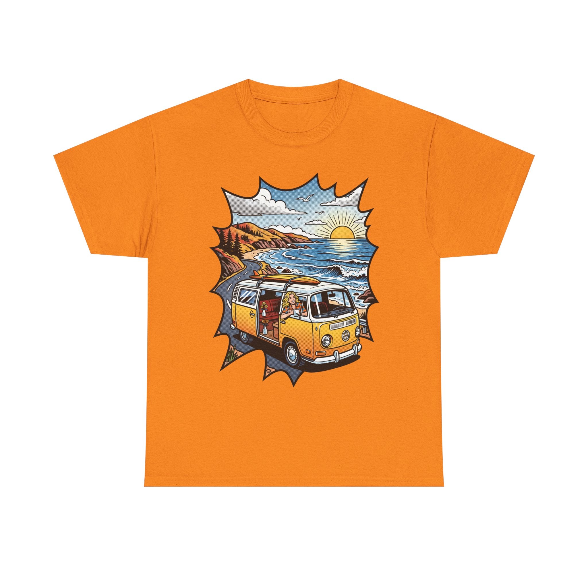 Road Trip Van T-Shirt — Vintage Camper Beach Sunset Tee