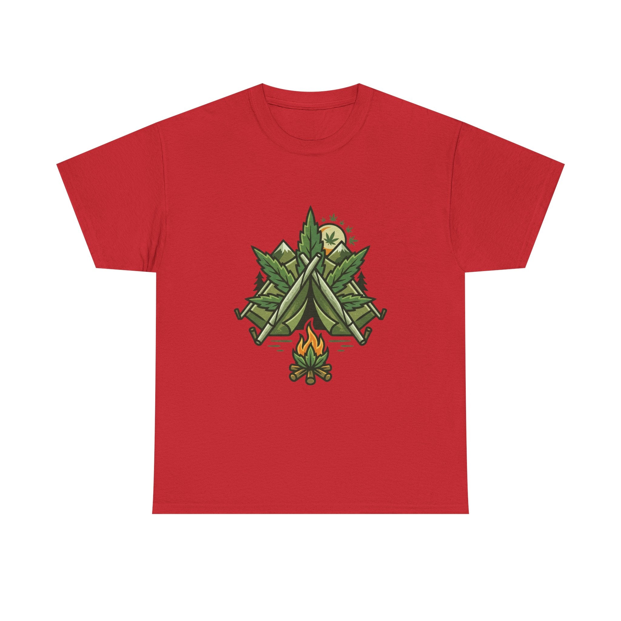 Camping Tent & Campfire T-Shirt — Outdoor Adventure Nature Tee