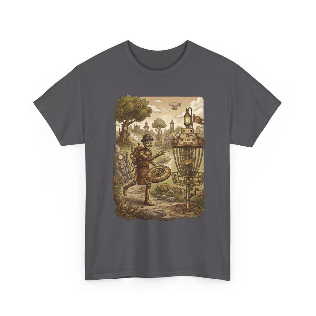 Steampunk Disc Golf Adventure Tee — Vintage Woodland Basket Design