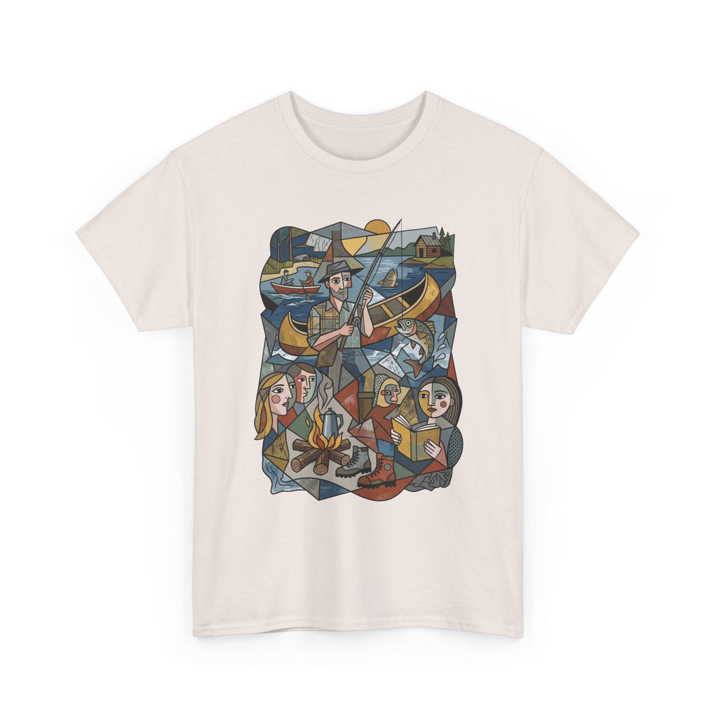 T-Shirt — Nautical Folk Art Crew: Illustrated Sailing, Fishing & Harbor Scene