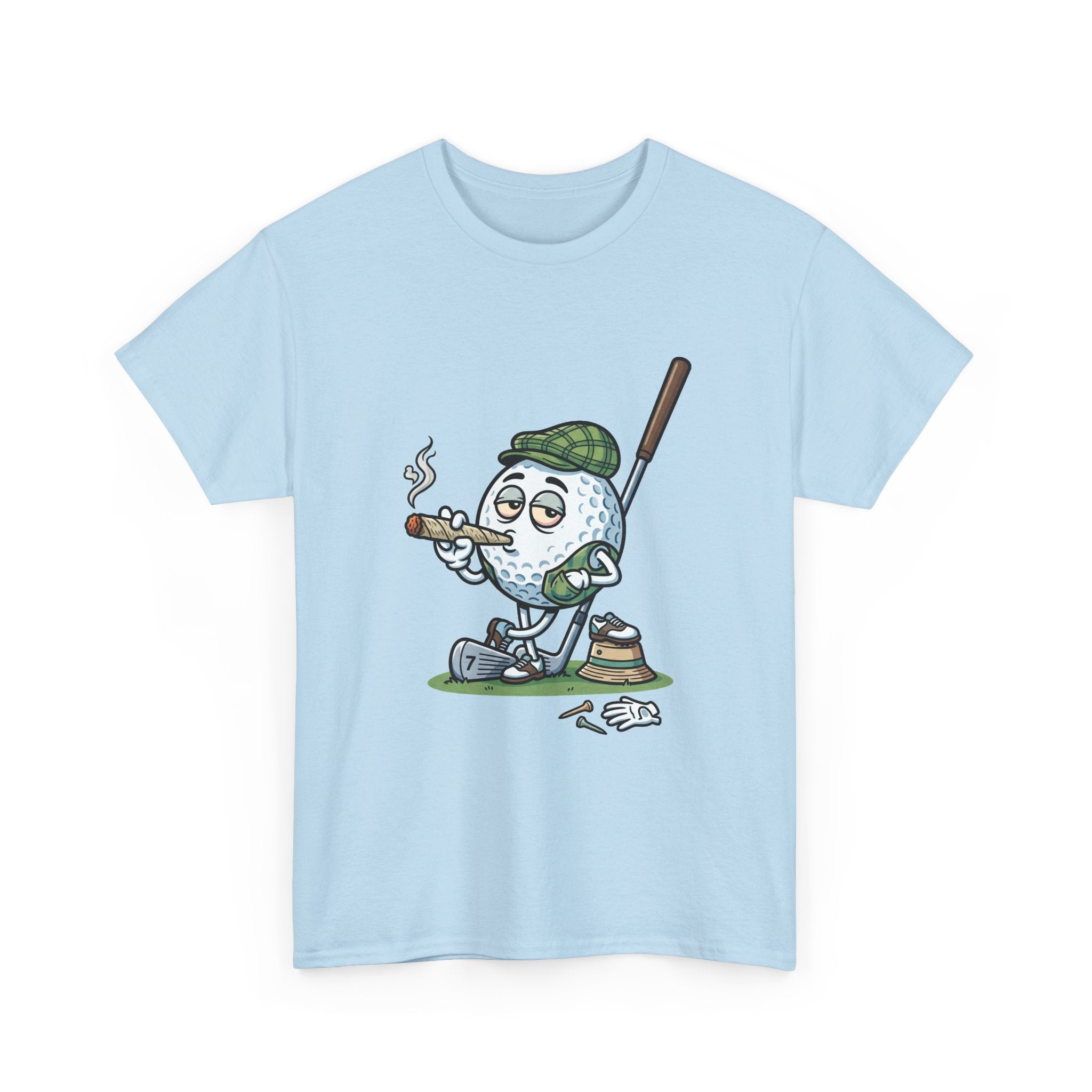 Golf Ball Cartoon T-Shirt — Weed Smoking Golfer Vintage Style Tee