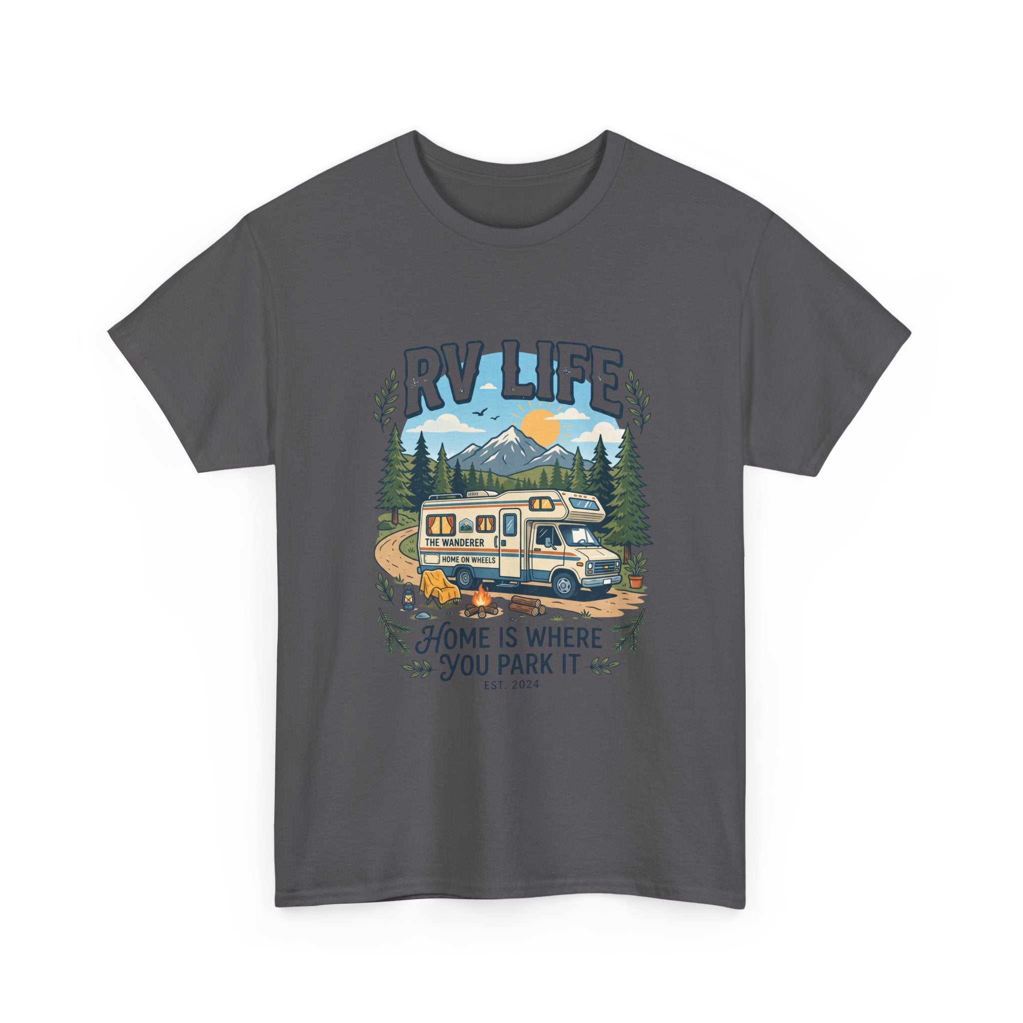 RV Life T-Shirt – “Home Is Where You Park It” Camper Tee for RVing & Outdoor Lovers