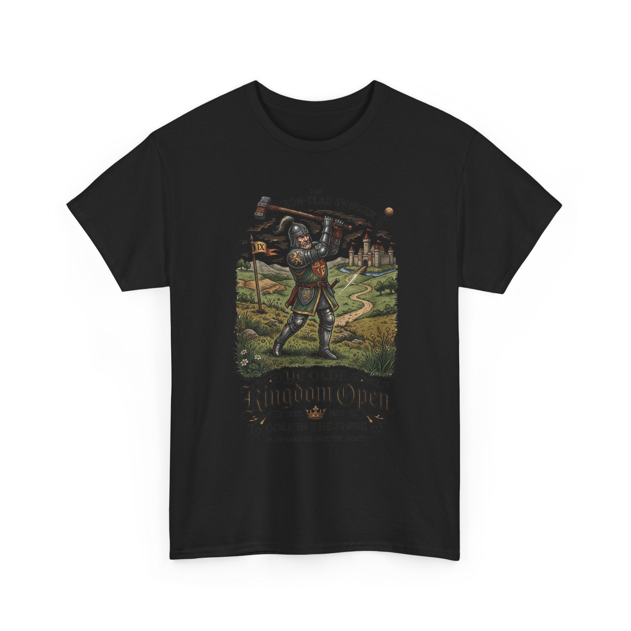 Golf T-Shirt — 'Ye Olde Kingdom Open' Vintage Medieval Golf Graphic Tee