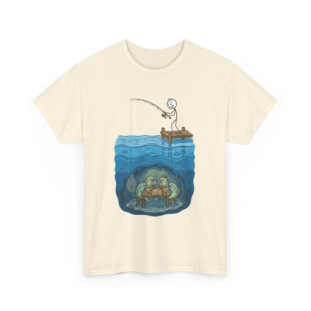 Fishing Tee — Underwater Surprise Cartoon T-Shirt (Fisherman & Sea Creatures)