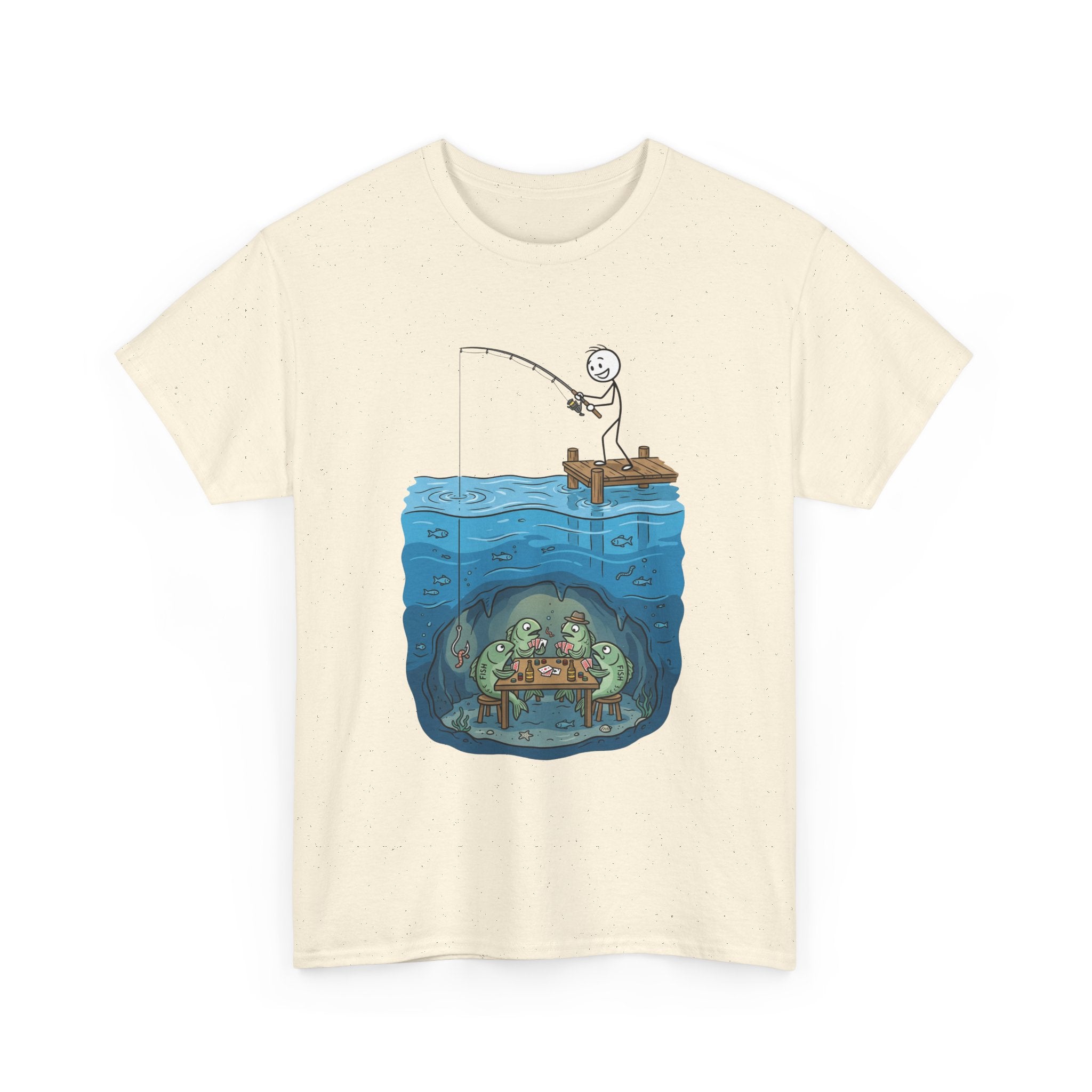 Fishing Tee — Underwater Surprise Cartoon T-Shirt (Fisherman & Sea Creatures)