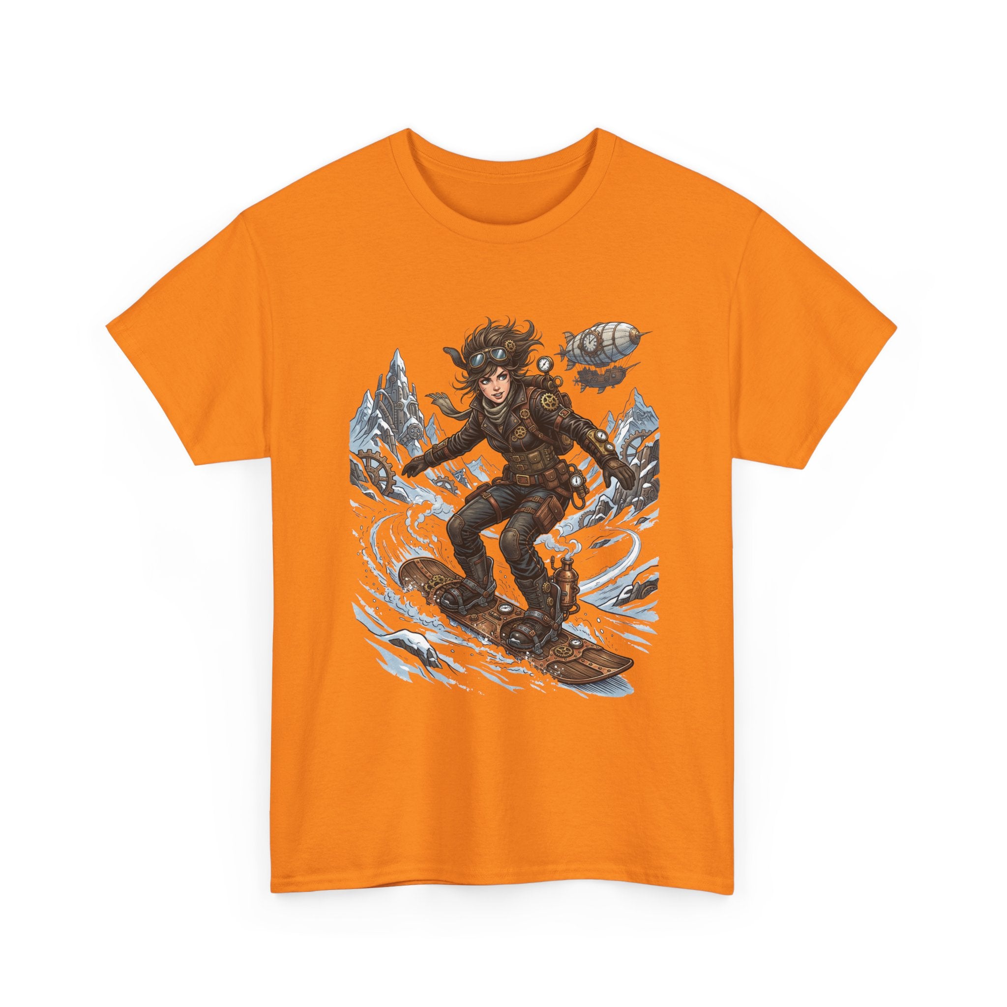 Steampunk Girl Snowboarder Graphic Tee — Winter Snowboarding Adventure Shirt