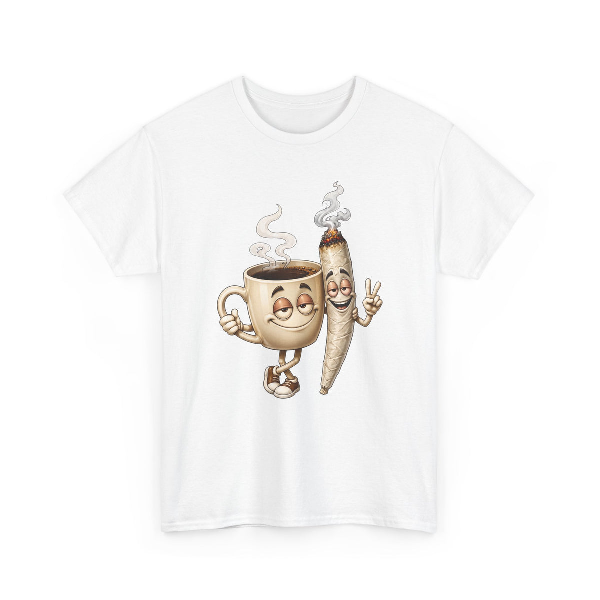 1 Coffee & Joint Funny Tee — Cute Smiling Coffee Cup and Joint Graphic Shirt