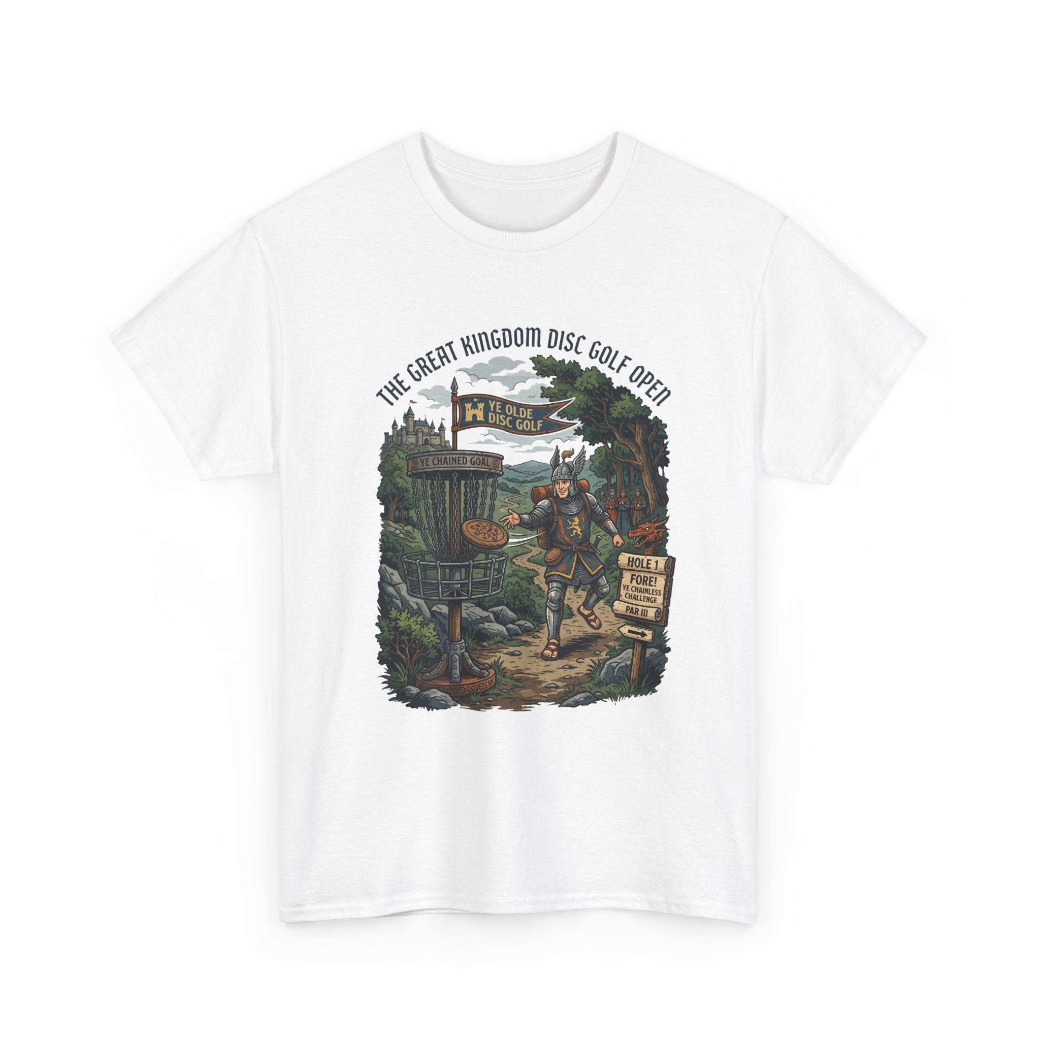 Medieval Disc Golf Adventure Tee — "The Great Kingdom Disc Golf Open" Graphic Shirt