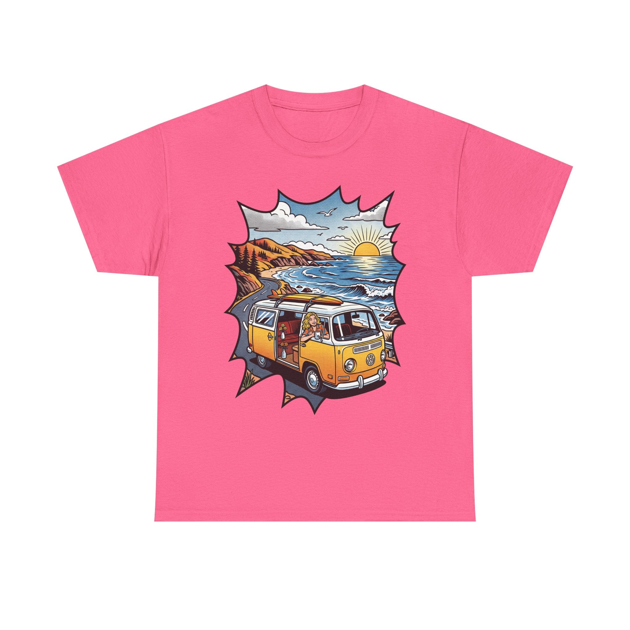 Road Trip Van T-Shirt — Vintage Camper Beach Sunset Tee