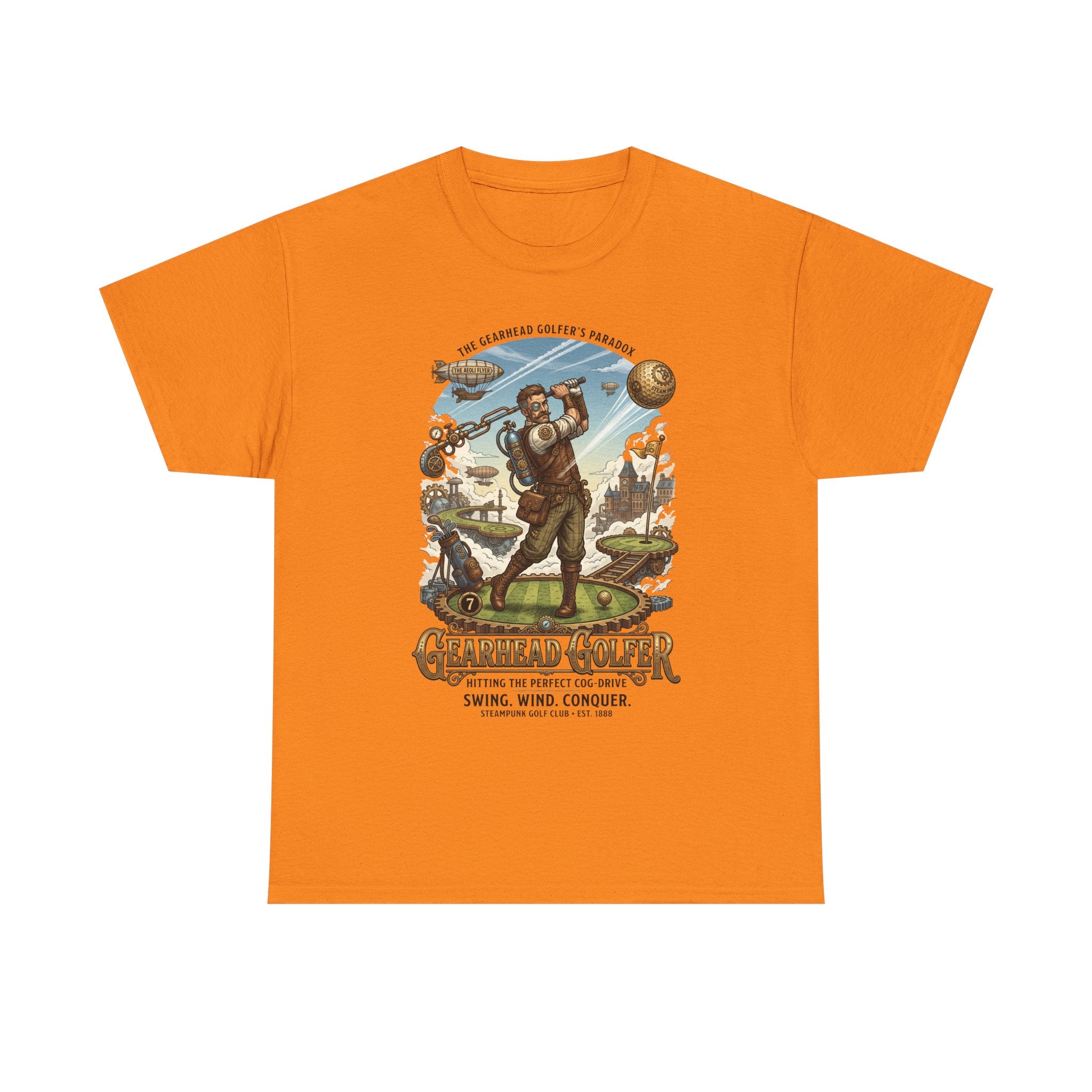 Steampunk Golf T-Shirt - 'Gearhead Golfer' Vintage Car & Golf Humor Tee
