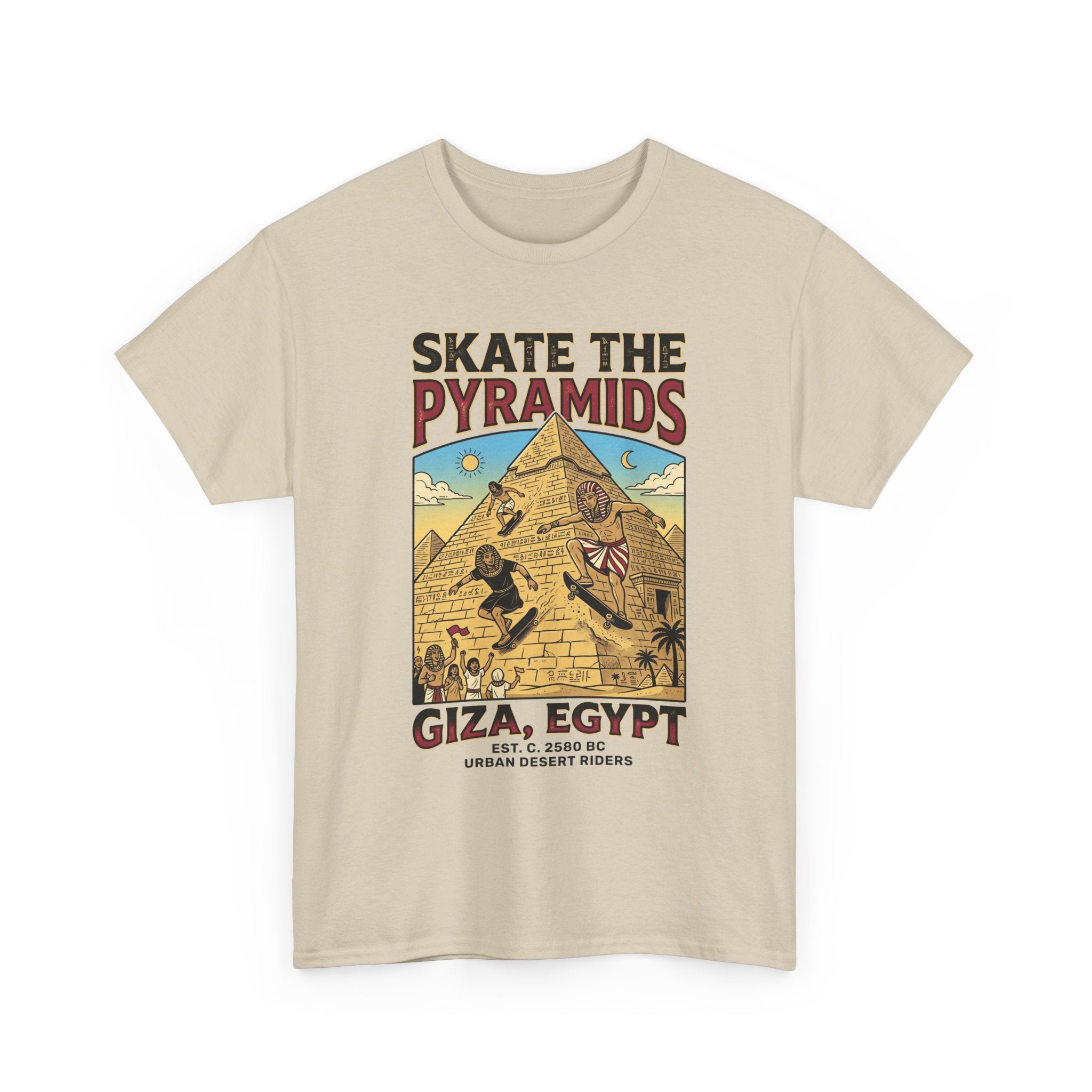 Skate The Pyramids Tee — Giza Egypt Skateboarding Graphic T-Shirt