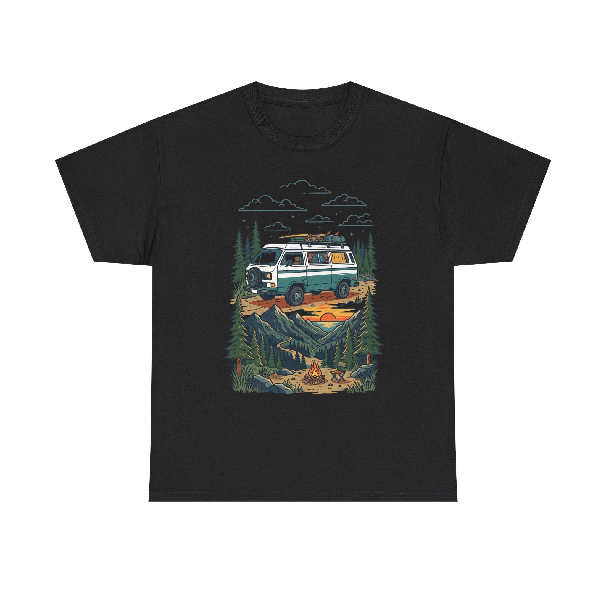 Camper Van Adventure Tee — Retro Van Camping Graphic T-Shirt