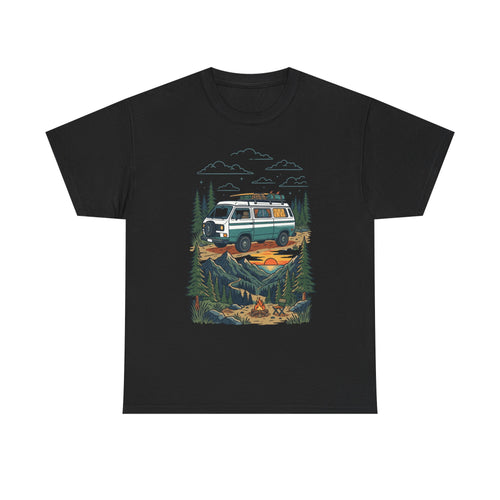 Camper Van Adventure Tee — Retro Van Camping Graphic T-Shirt