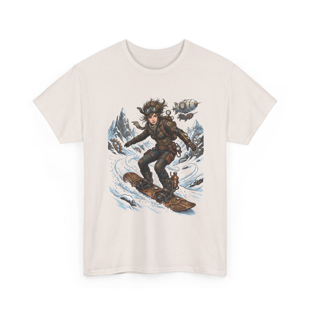Steampunk Girl Snowboarder Graphic Tee — Winter Snowboarding Adventure Shirt