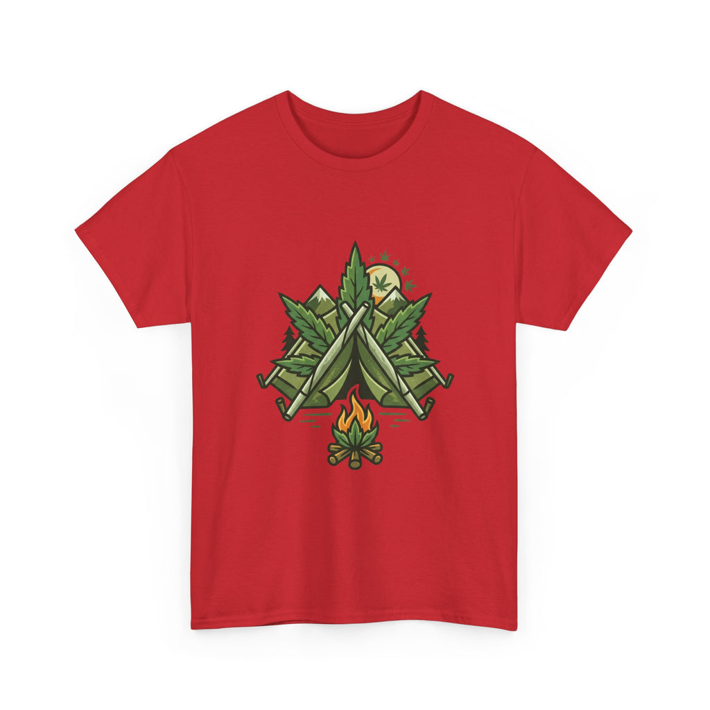 Camping Tent & Campfire T-Shirt — Outdoor Adventure Nature Tee