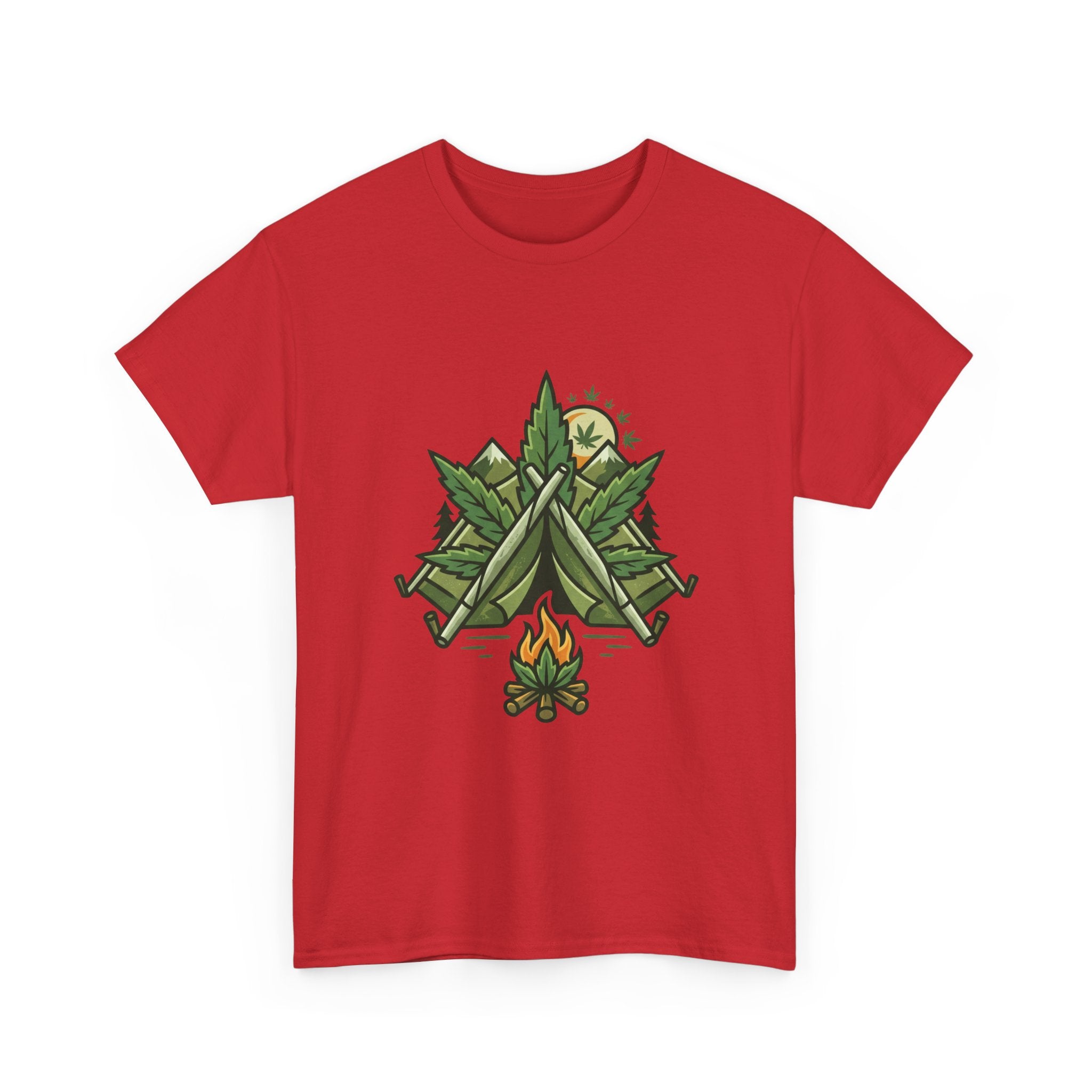 Camping Tent & Campfire T-Shirt — Outdoor Adventure Nature Tee