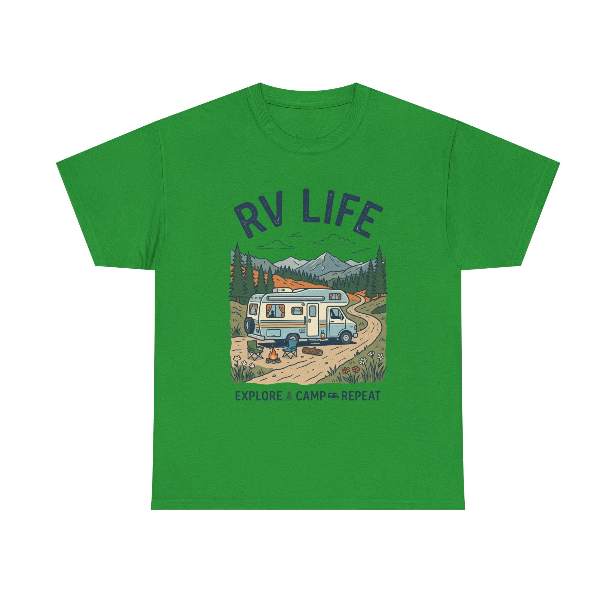 RV Life T-Shirt - Explore & Camp Repeat Vintage Camper Tee