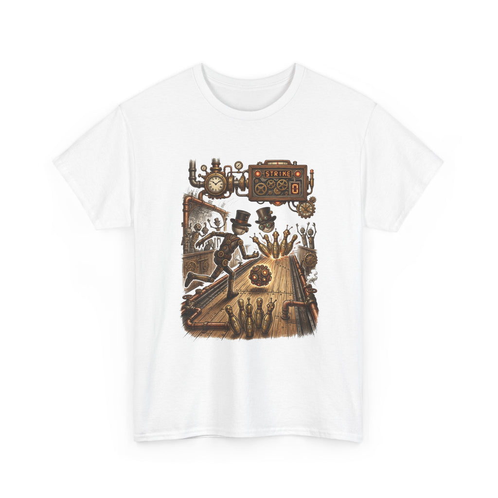 Steampunk Bowling T-Shirt — Vintage Train & Gears Graphic Tee