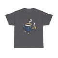 Coffee and a Joint Character Tee — Funny Smoking Joint Cartoon Shirt