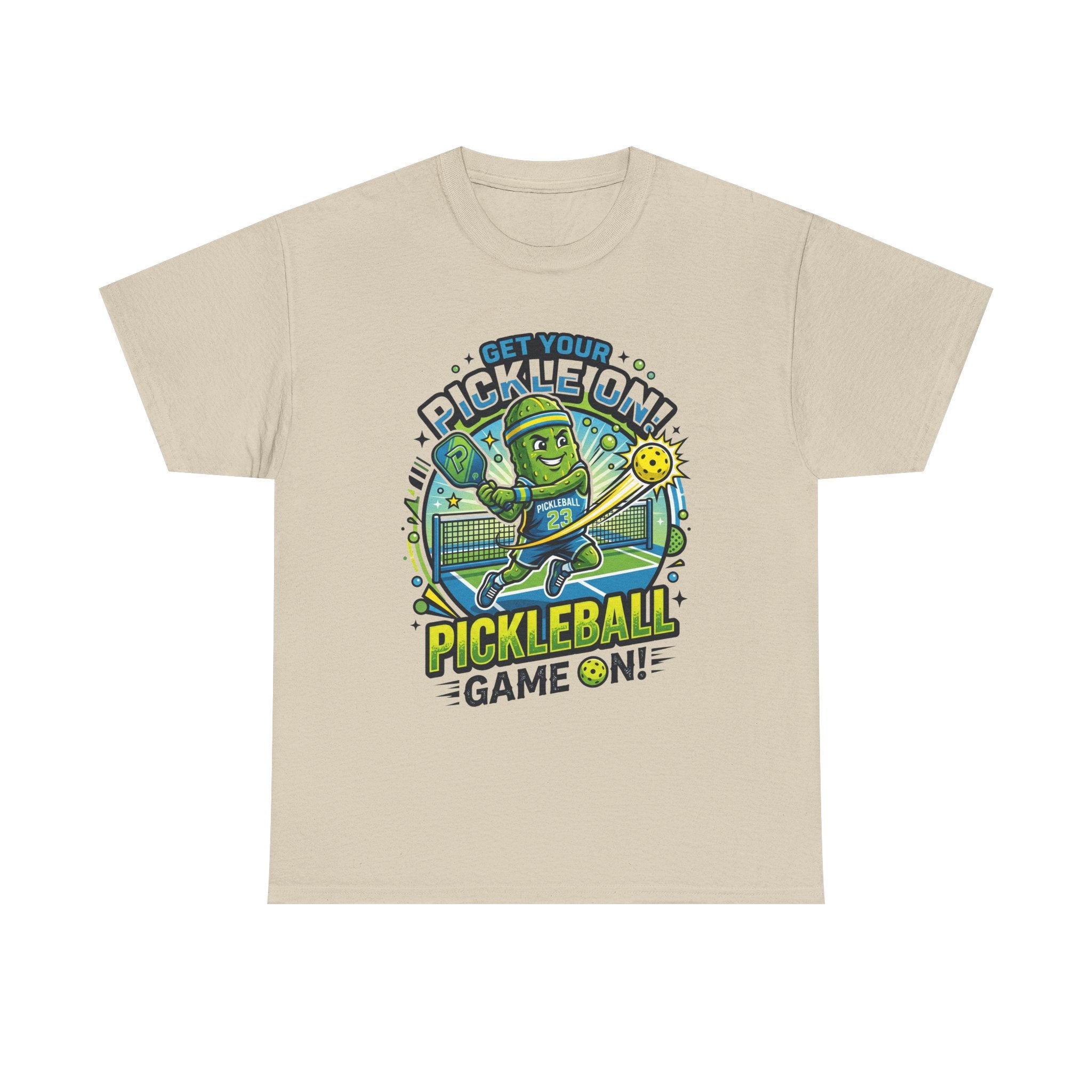 Pickleball Tee - "Get Your Pickle On!" Fun Pickle Character Game On Shirt