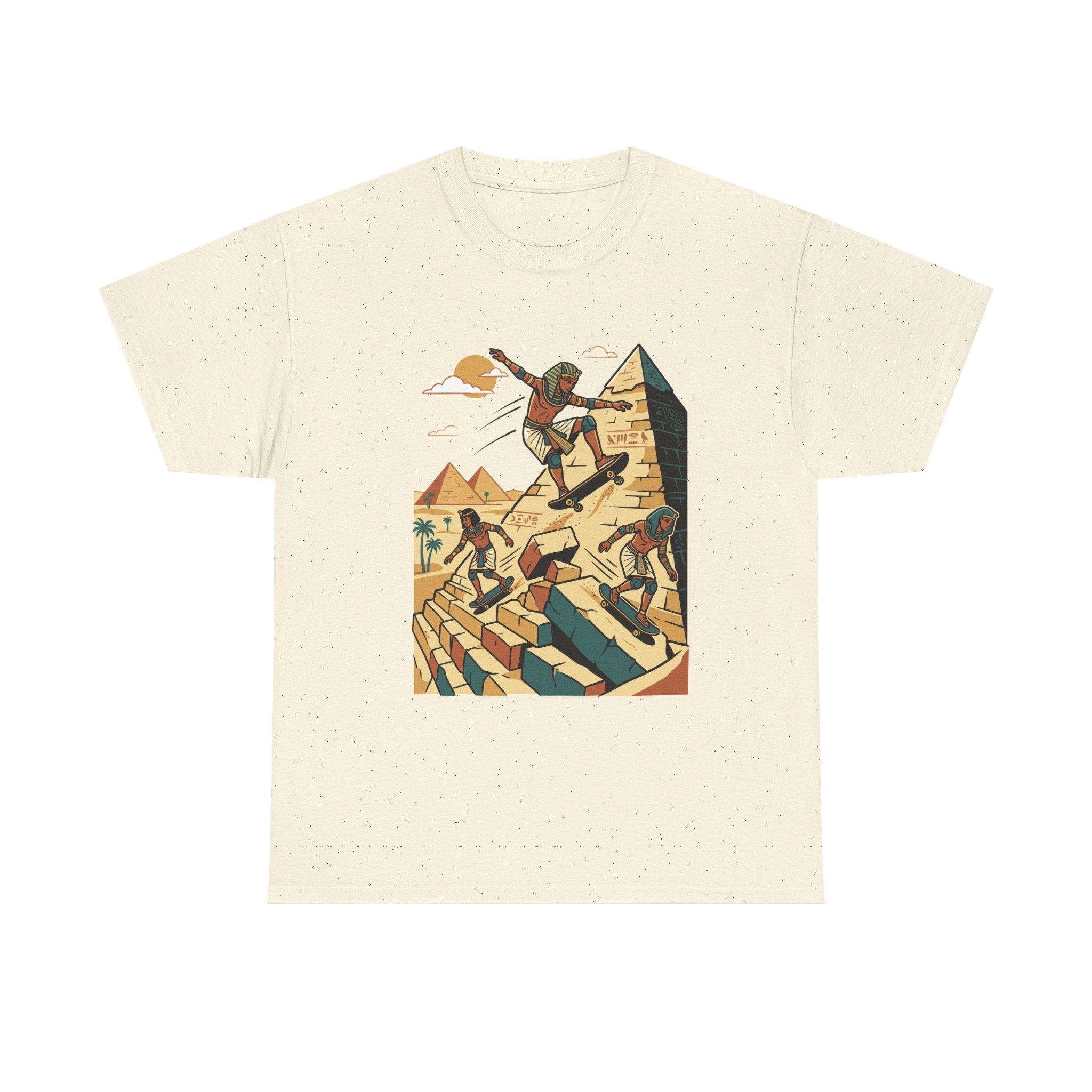Egyptian Pyramid Skateboard T‑Shirt — Retro Skateboarding Pharaohs Graphic Tee