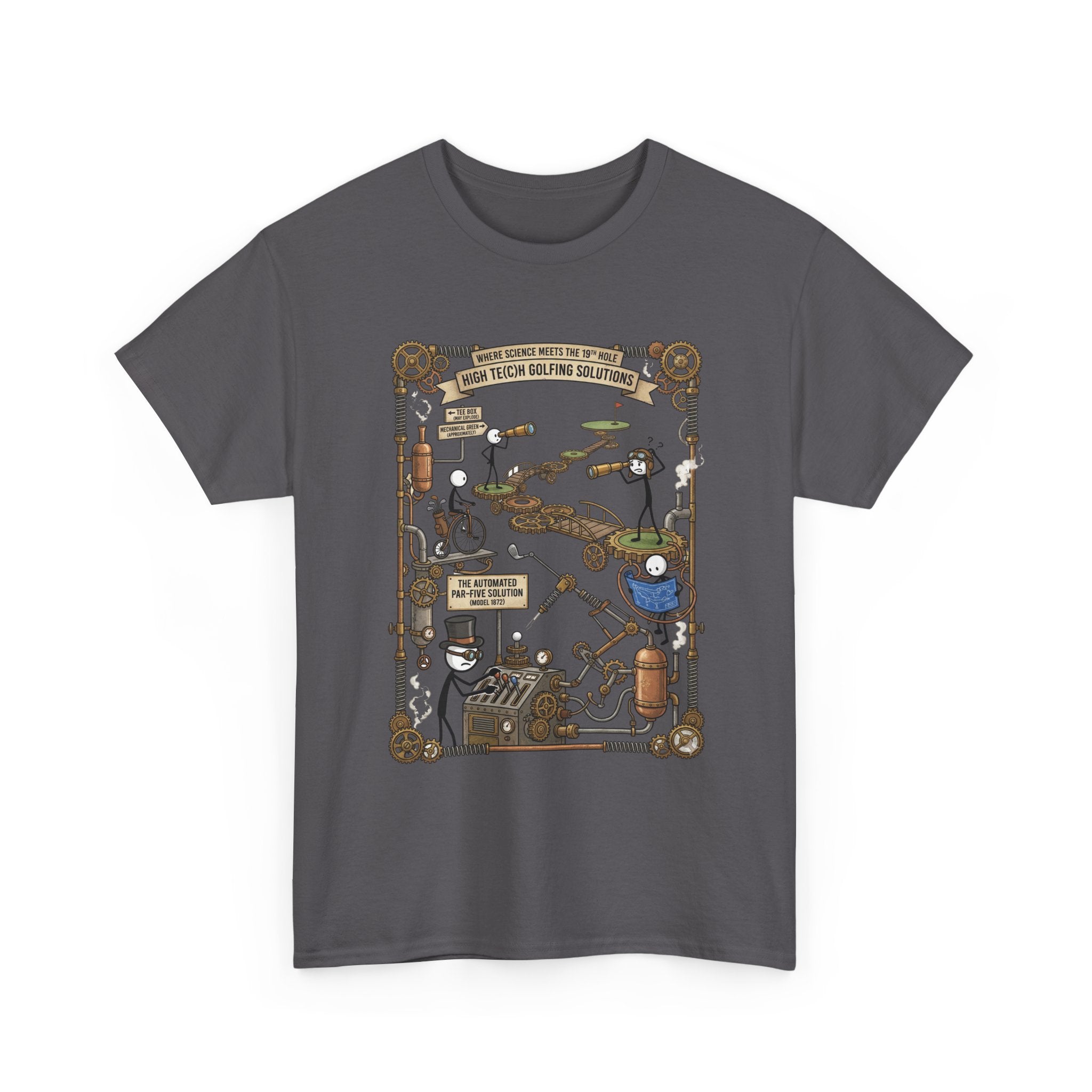 Steampunk Golf — ‘How To Make Par’ Vintage Contraption T-Shirt